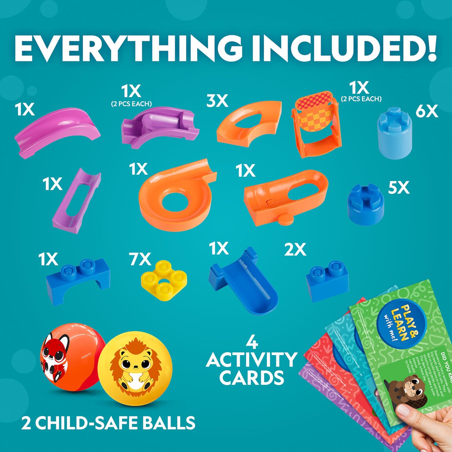 National Geographic Kids Junior Jumbo Marble Run – 35-Piece Ball Drop Toy with Kid-Safe Balls, Buildable Marble Run Maze for Toddlers & Preschoolers Ages 2+