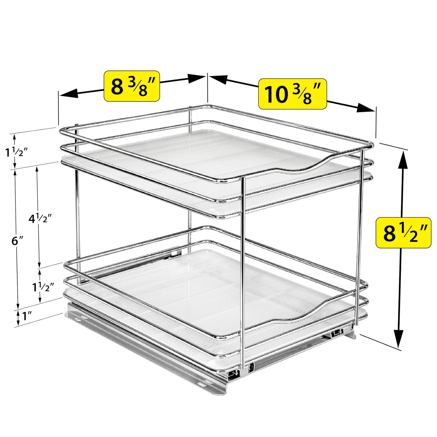 LYNK PROFESSIONAL® Pull Out Spice Rack Organizer for Inside Kitchen Cabinets - 8-1/4 inch Wide - Slide Out Drawer – Chrome Sliding Spice Cabinet Organization Shelf Racks - 2 Tier