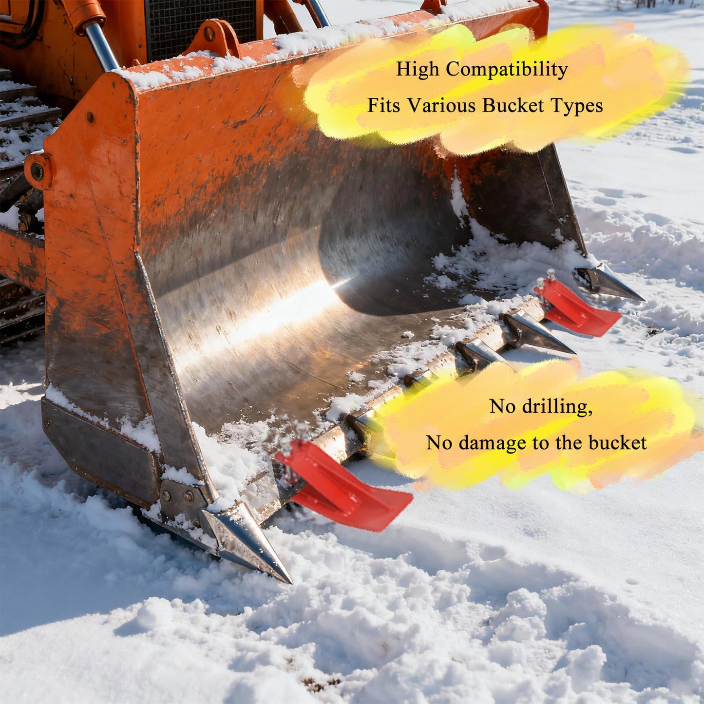 CINCHLYNX Upgraded Tractor Bucket Protector (2Pcs), 3/8'' Thick Ski Edge Guard, Anti-Skid Device with Double Hexagon Lock Nuts & Bolts - Snow Removal & Gravel Spreading