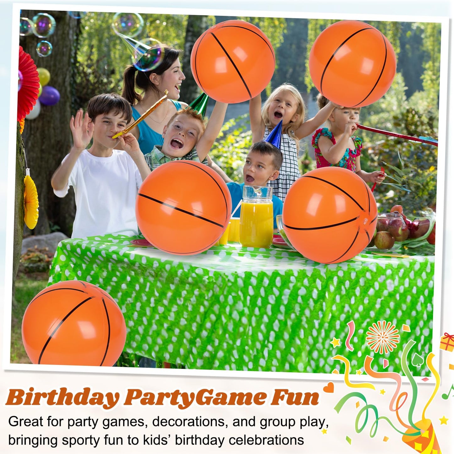 Mototo 30 Pack Basketball Inflatable Beach Balls 16 Inch Blow up Basketball Inflatable Balls Bulk for Summer Pool Party Sports Themed Events Beach Games Birthday Party Decorations