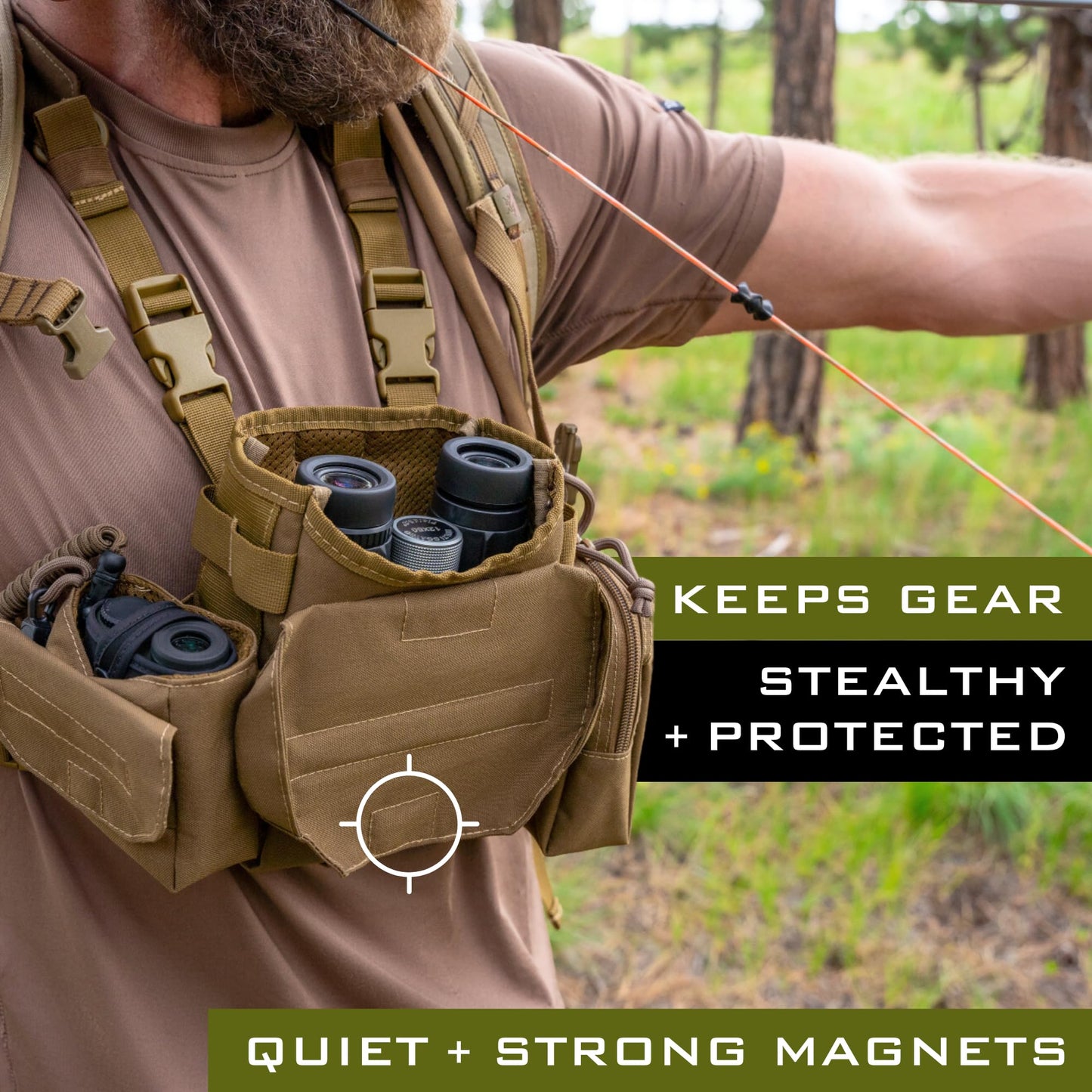 Lone Trail Binocular Harness Chest Pack, Bino Harness With Rangefinder Pouch, Binocular Case, Hunting Binoculars with Chest Harness, Bino Chest Harness, Binocular Chest Pack, Hunting Chest Rig