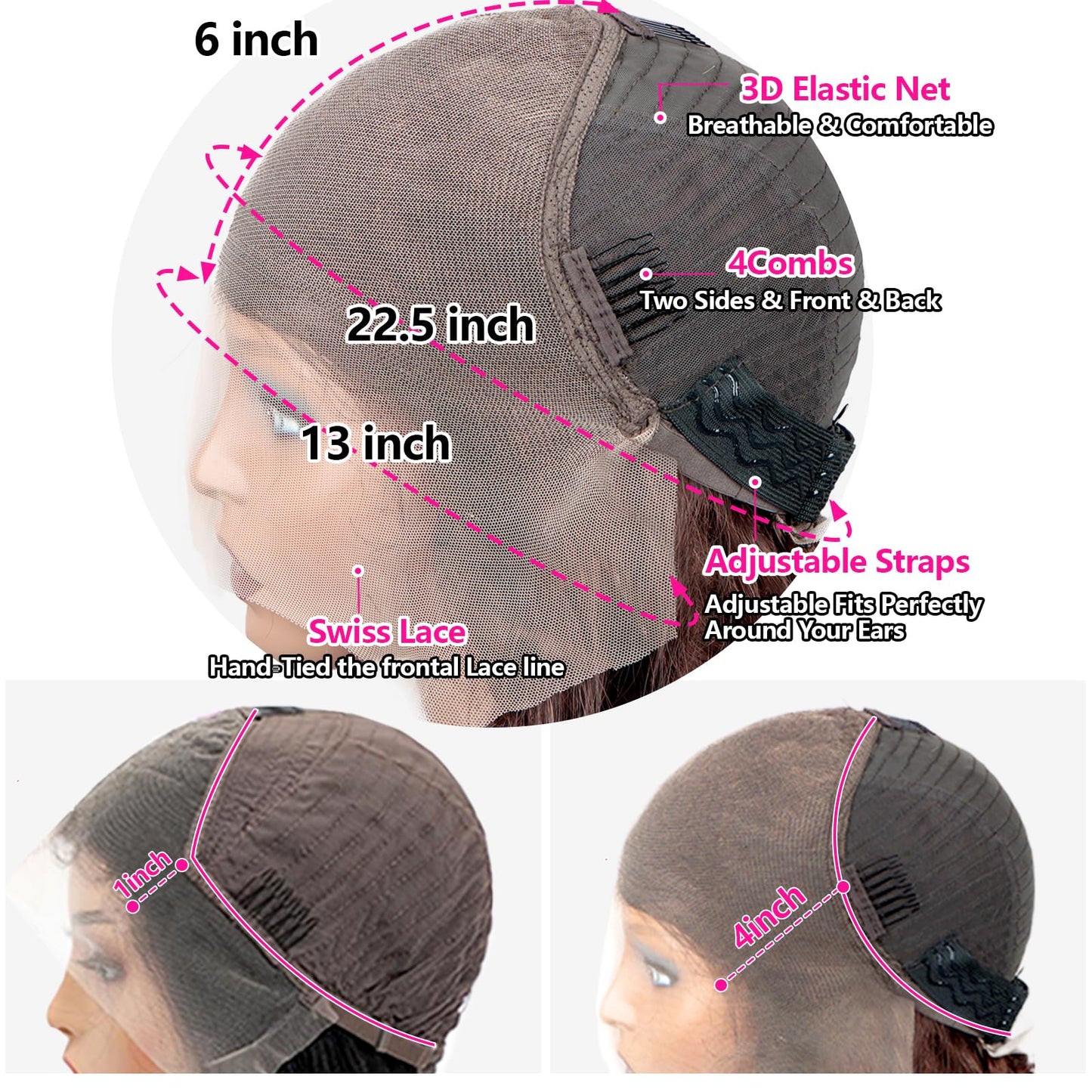 Yumkot 26Inch Chocolate Brown 13x6 Body Wave Lace Front Wigs Human Hair Pre Plucked 180% Density HD Full Lace Frontal Wigs with Baby Hair Colored Wigs for Women