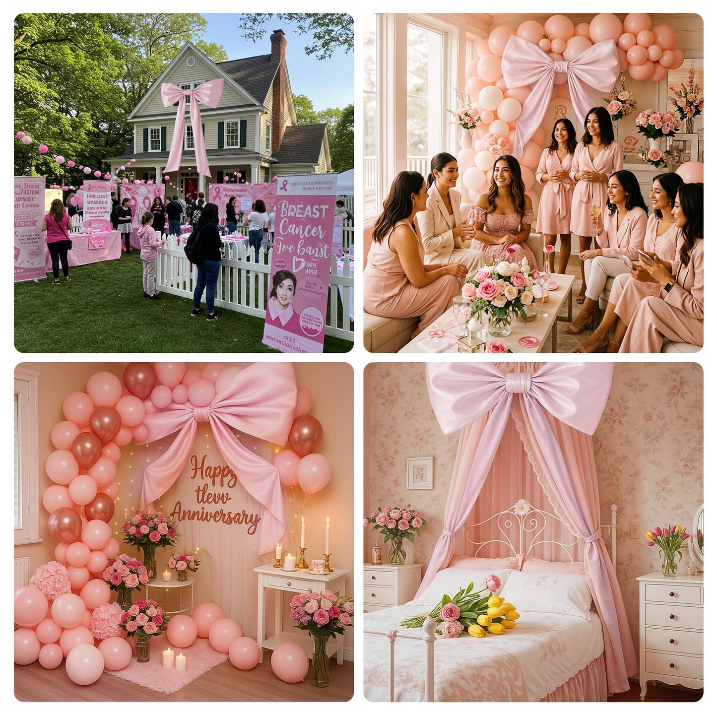 GUDELAK 95 x 70 Inches Extra Large Bow Themed Party Decorations Giant Pink Bow Decor Satin Ribbon, Contains Felt Big Pink Wall Decor Girl Coquette Birthday Decorations Bachelorette Bridal Supplies