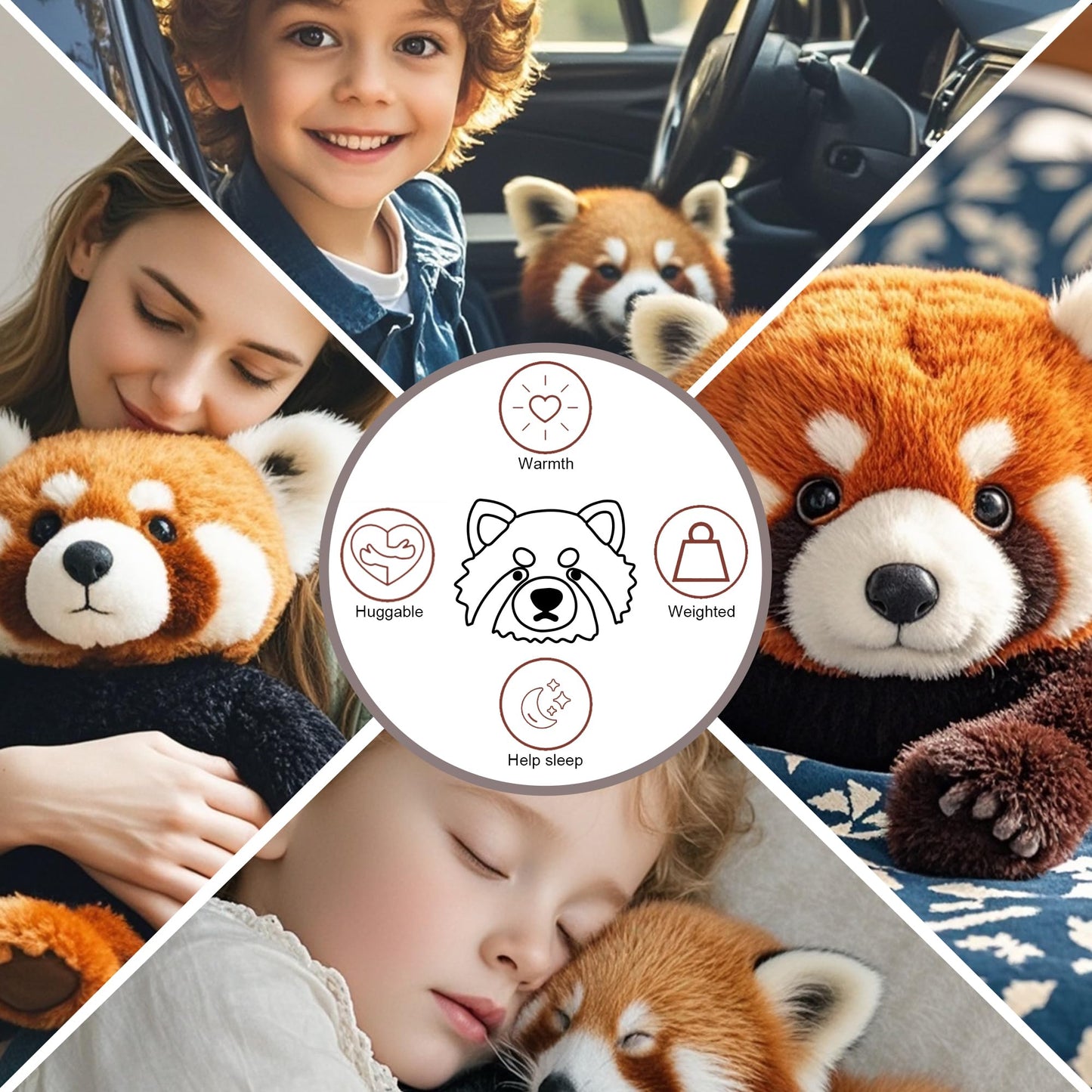 Chongker Cute Red Panda Plush Toy, Weighted Stuffed Animals, Red Panda Plush Animals Collection, Handmade Like Real, Large Size Stuffed Animals