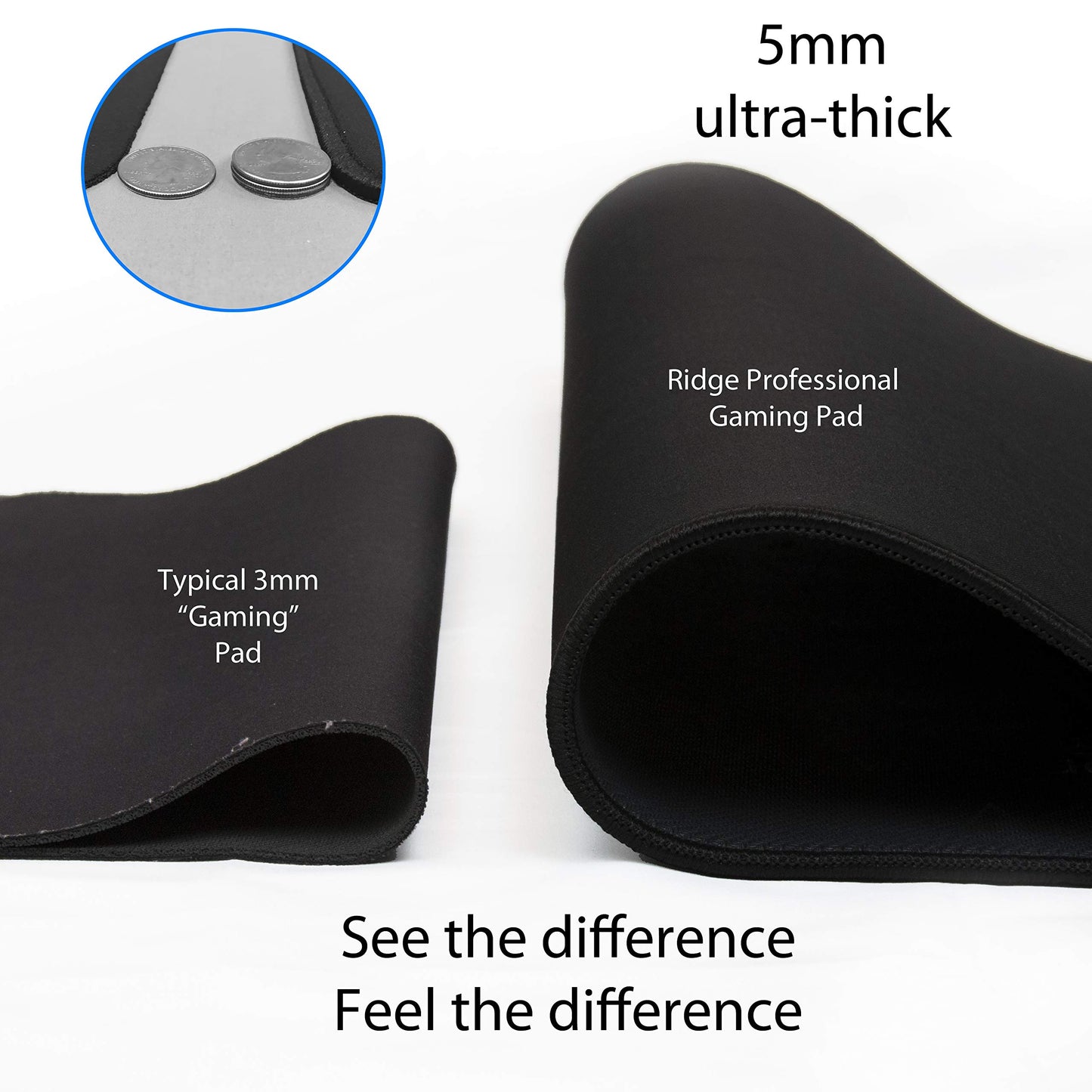 Traverse Ridge Gaming Mouse Pad (5mm) Massive 46 inch | 46x17.3x0.20 Extra Thick | Black | Stitched Edge, Large Washable Desk Mat