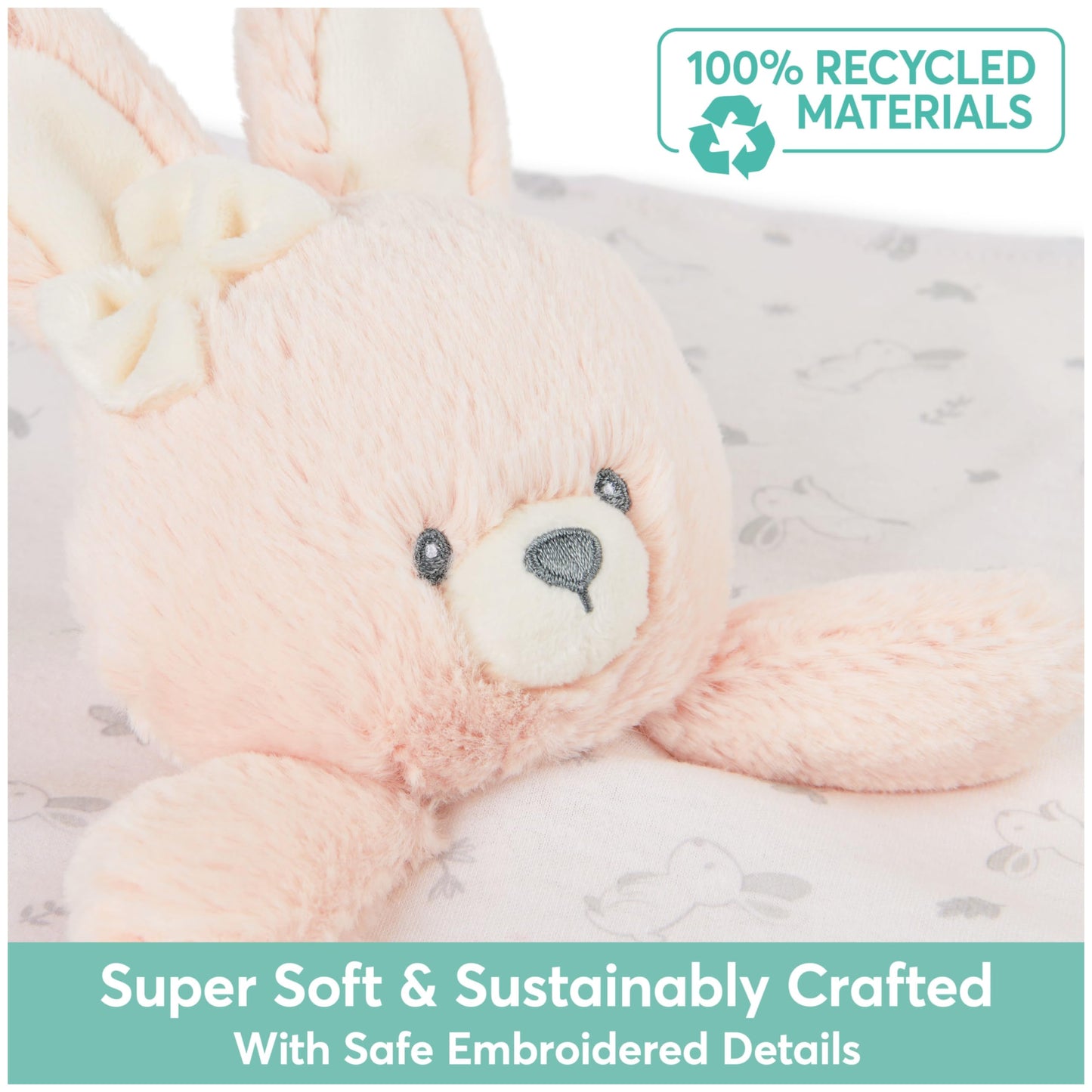 GUND Baby Sustainably Soft Bunny Lovey, Stuffed Animal Plush Blanket Made from 100% Recycled Materials, for Babies and Newborns, Pink/Cream, 10”