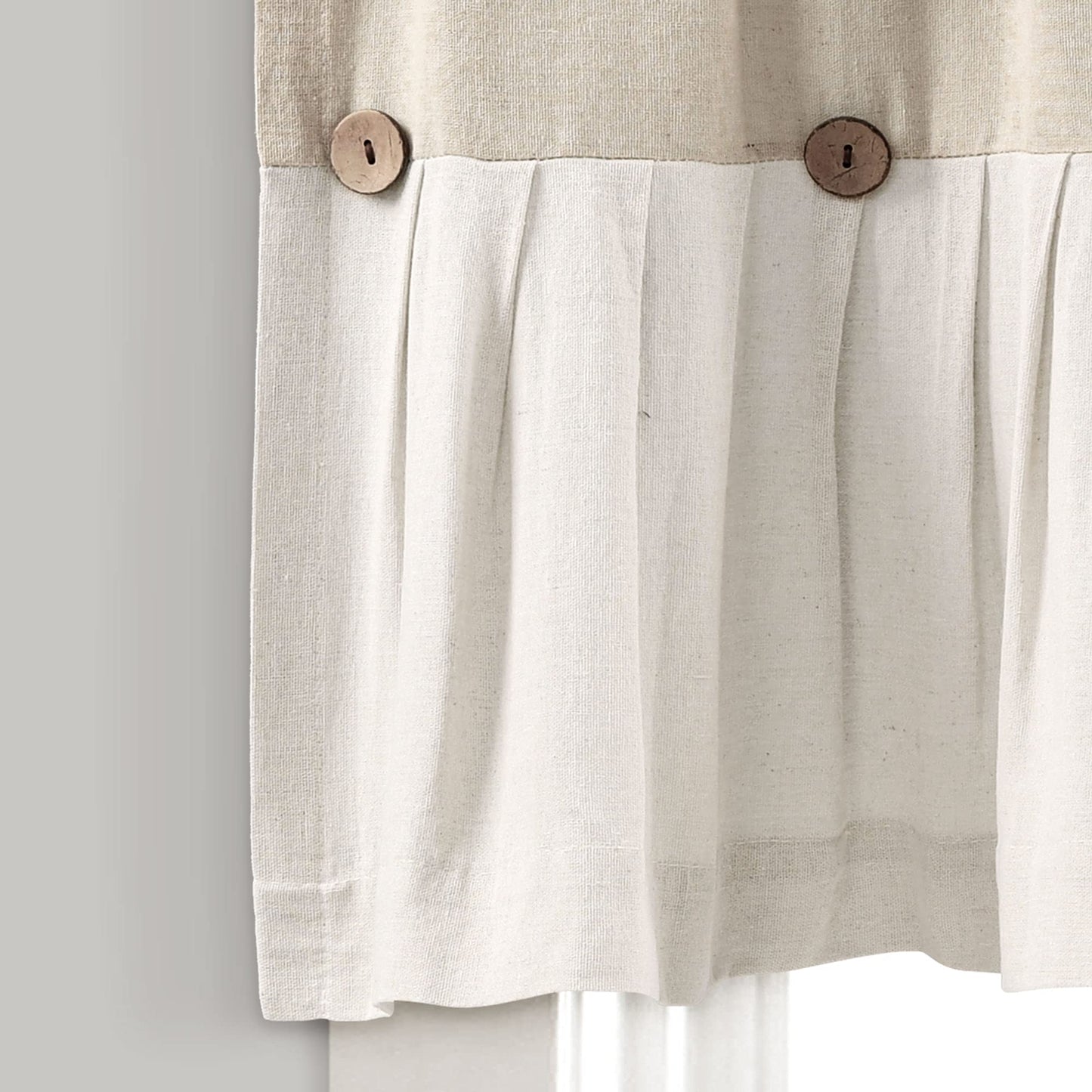 Lush Decor Linen Button Farmhouse Valance Curtians 84"W x 18"L Linen - Linen Valances For Windows - Kitchen Curtains Valances - Bathroom Curtain