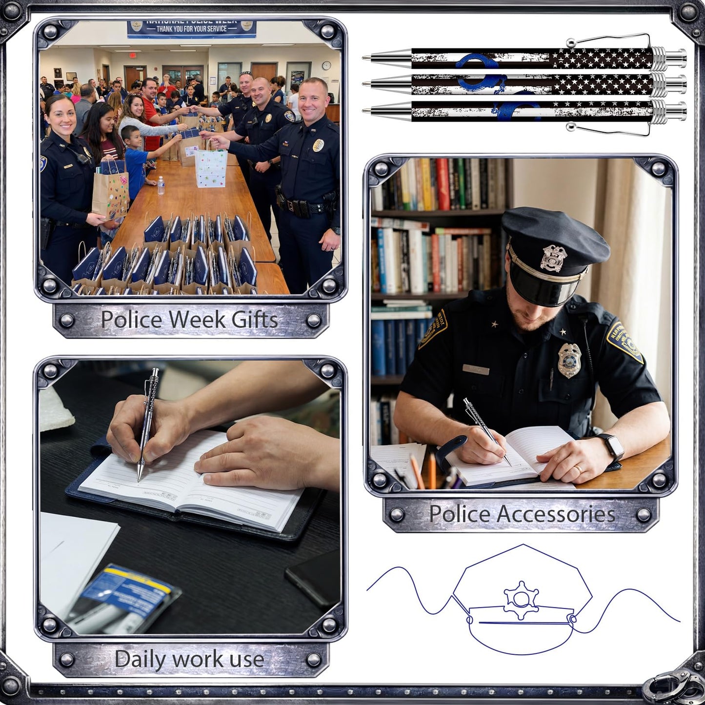 Resurhang 20 Sets Police Officer Gifts Bulk Pocket Leather Notebooks with Ballpoint Pens Thank You Gift for Policeman Retirement Law Enforcement Police Academy Graduation Cop Fathers Day