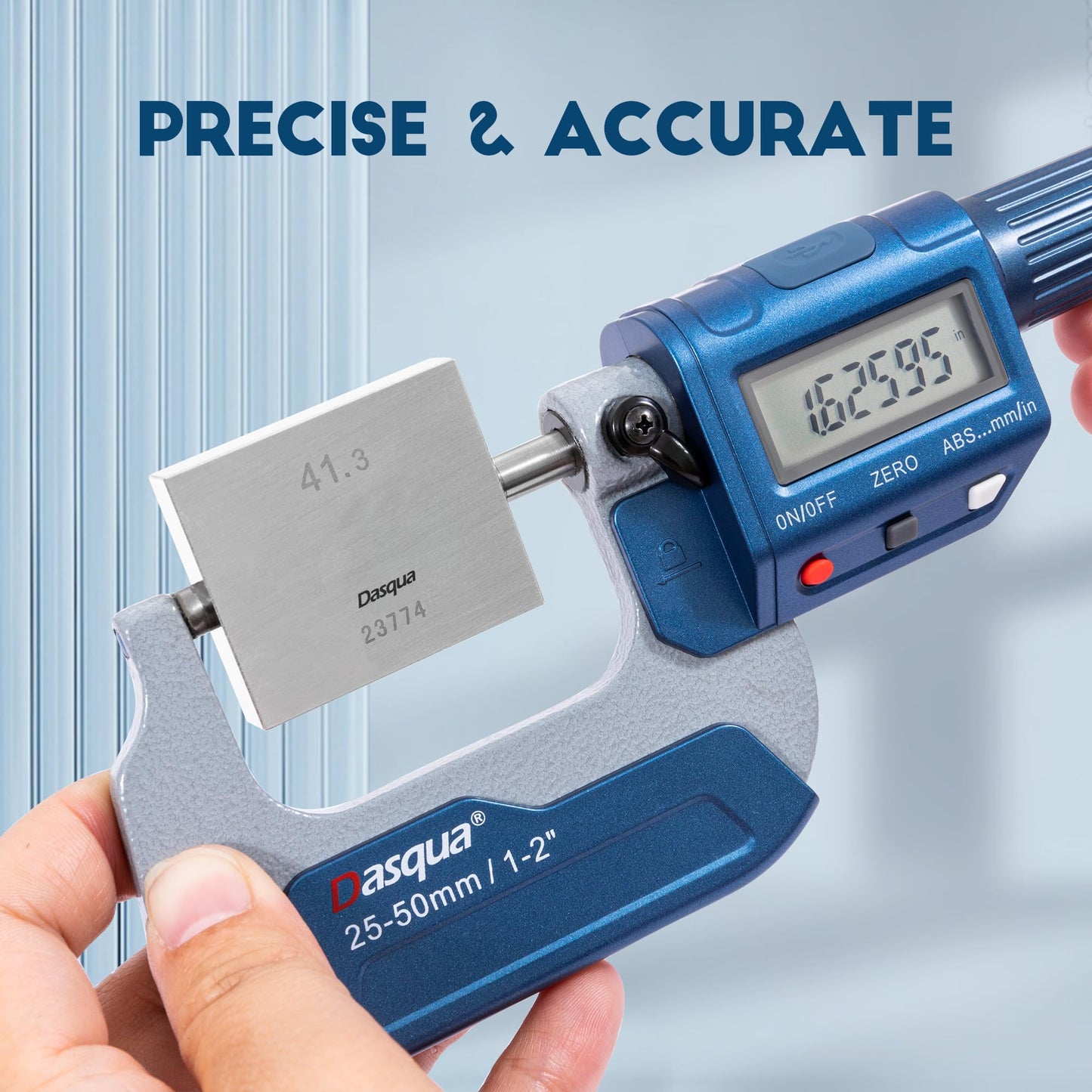 Dasqua Precision Professional 1-2"/25-50mm 0.00005"/0.001 mm Resolution Digital Outside Micrometer with Carbide Tip 1-2" Measuring Tool Metric/inch Conversion