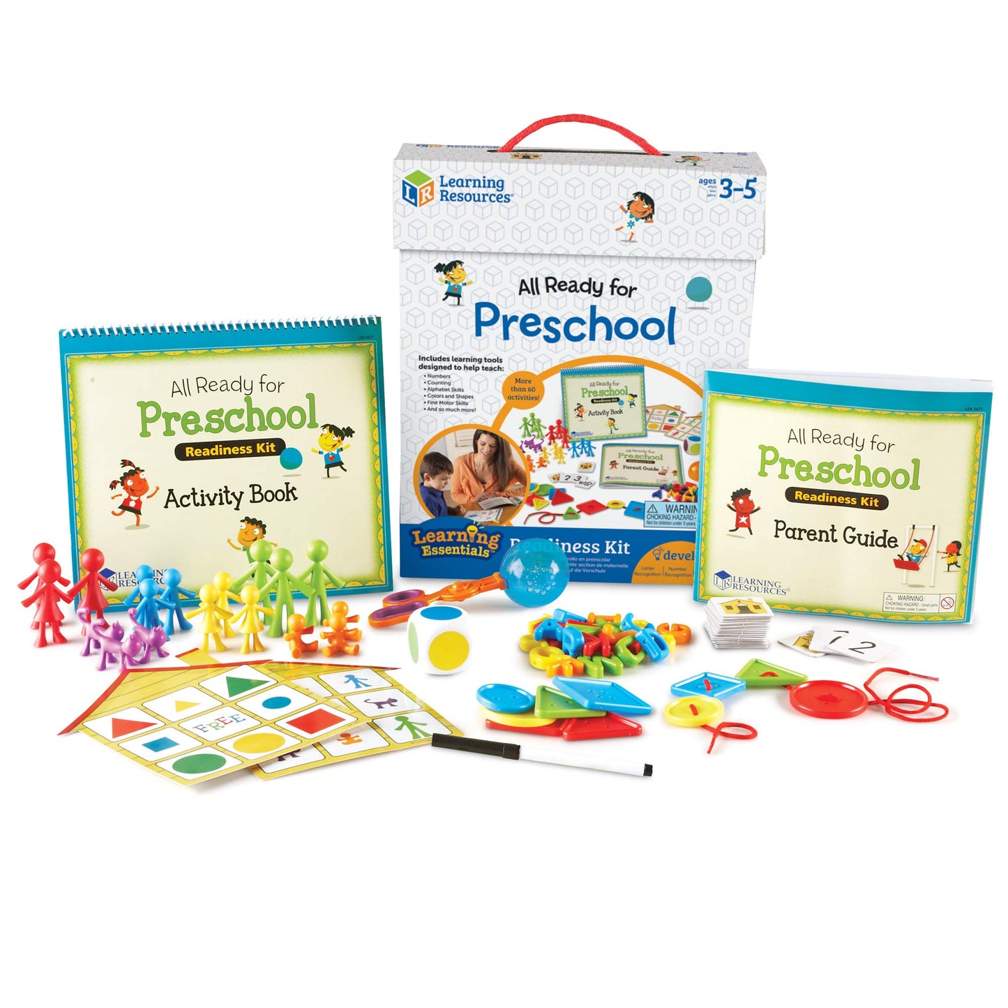 Learning Resources All Ready for Preschool Readiness Kit - 60 Activities Set, Ages 3+, Kindergartner Preparation Kit, Preschool Homeschool, Preschool Curriculum Kit