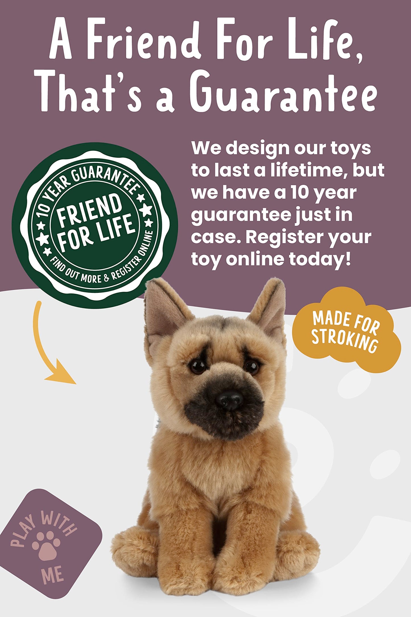 Living Nature German Shepherd Stuffed Animal | Fluffy Dog Animal | Soft Toy for Kids | 8 inches