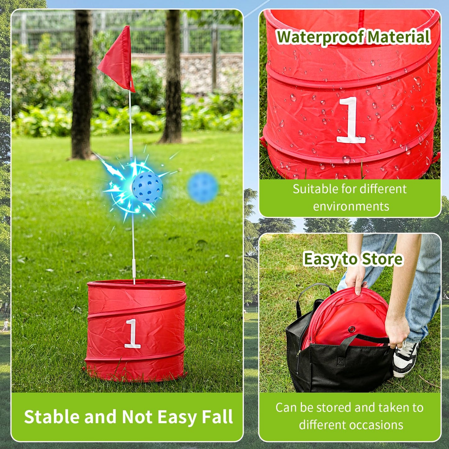 WodGod 9Pcs Holes-Outdoor Backyard Golf Game Set,Outdoor Yard Golf Chipping Game with 2 Clubs,Ball and Flag,Fun for All Crowd, Perfect for Beach,Park,Lawn and Camping