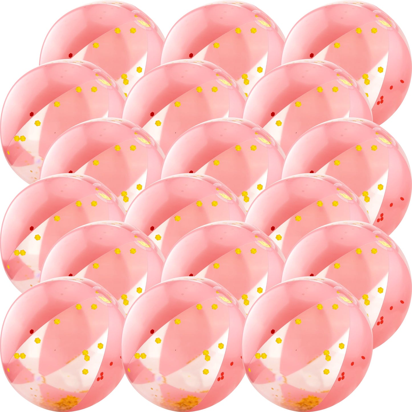 Sonarun 20 Pack 16 Inch Inflatable Glitter Beach Ball Rose Gold Confetti Beach Balls Bulk for Summer Beach Pool Water Party Play Toys Hawaii Luau Party Favors
