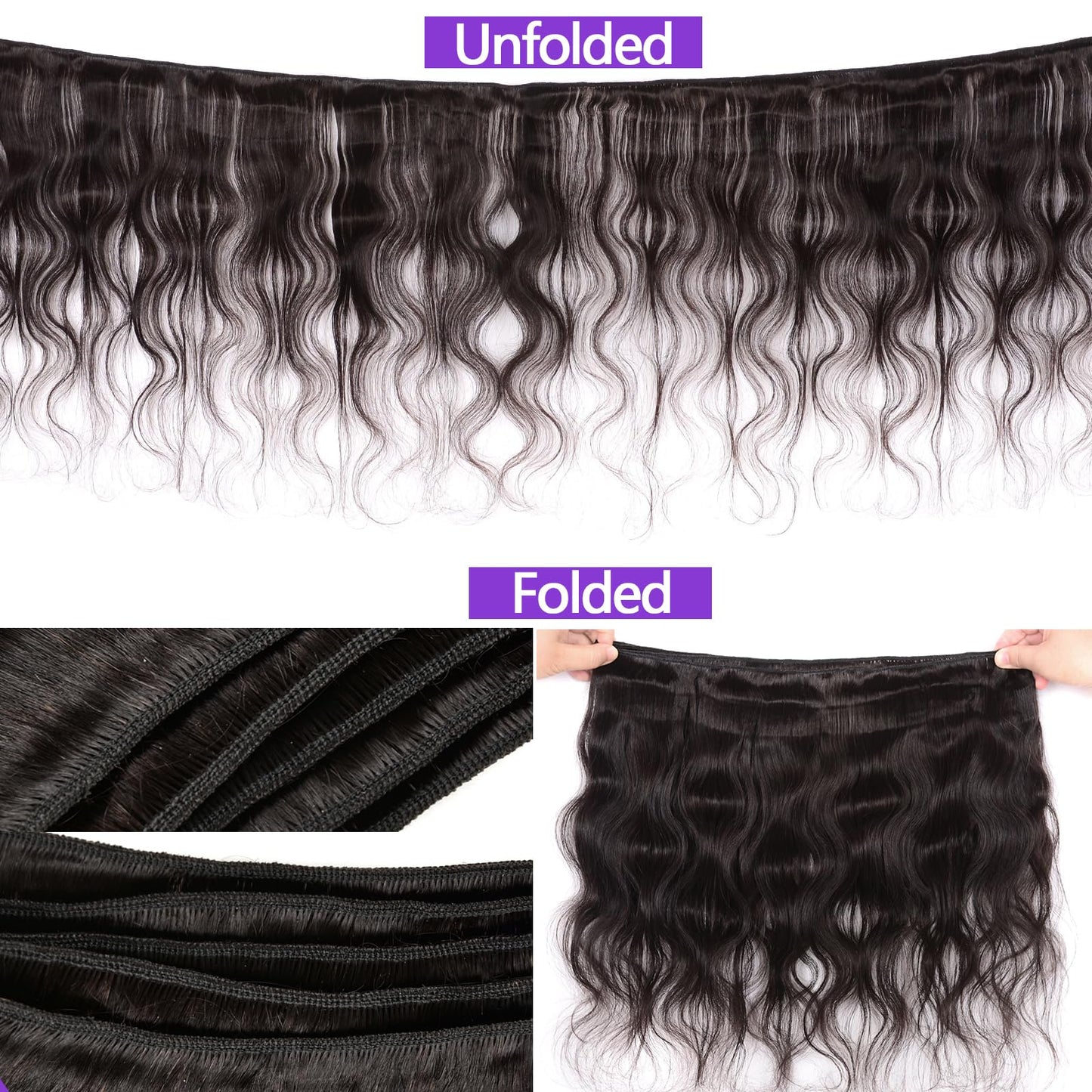 feiyunpanda 10A Brazilian Human Hair Body Wave Bundles (16 18 20) Unprocessed Virgin Human Hair Extensions Wet And Wavy Hair Body Wavy 100% Human Hair Can Be Dyed Natural Color