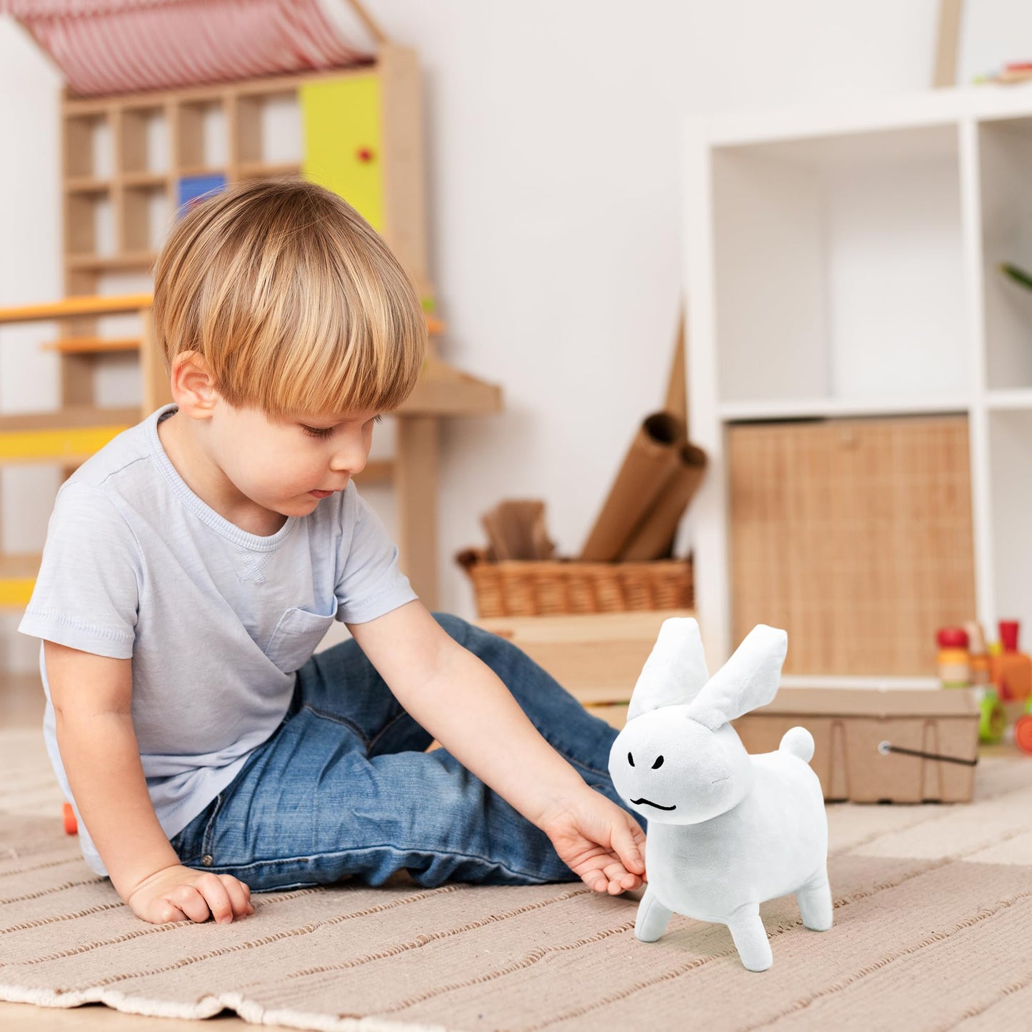Adenzai 11 Inch White Gubby Plush Toy, Stuffed Figure Pillow for Home Decor, Collectible Gift for Video Game Fans, Kids, and Adults Cute Halloween Plush Toy(Rabbit White Plush)
