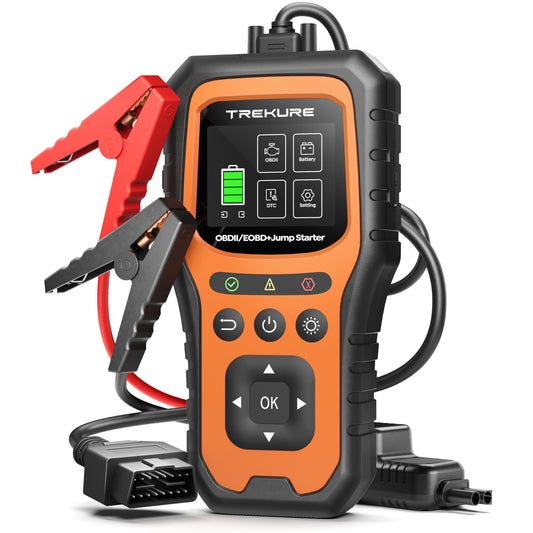 Car Battery Jump Starter with OBD2 Scanner 5000A, Car Battery Jumper Starter Portable (All Gas/10L Diesel), 12V Jump Box Jumper Cables, Code Reader for Check Engine Light, Diagnostic Tool