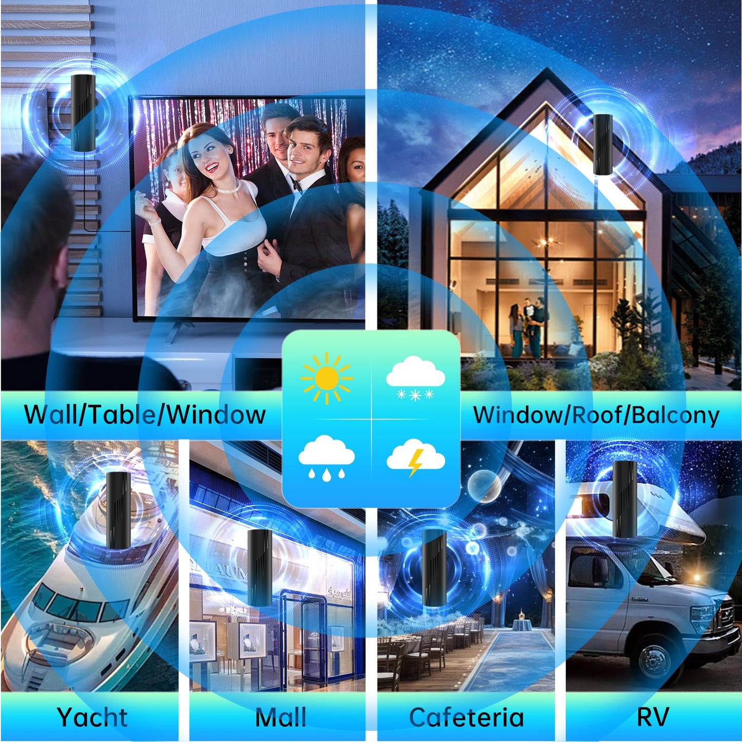 1600+ Miles Range TV Antenna Indoor, 2025 Strongest Digital TV Antenna for Smart TV and Old TVs, HD TV Antenna for Local Channels with Amplifier and Signal Booster-36ft Coax Cable-Support 8K 4K 1080p
