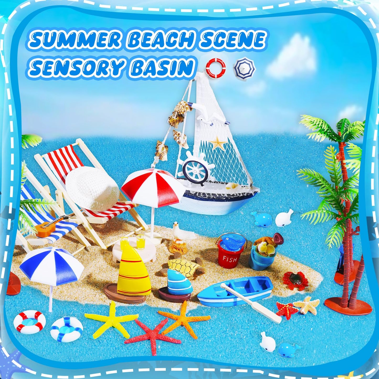 41 Pcs Miniature Summer Beach Accessories Ocean Diorama Supplies Sand Box Beach Theme Cake Decorations Sea Animal Figurines Shell Cake Topper Party Gifts Diorama Projects