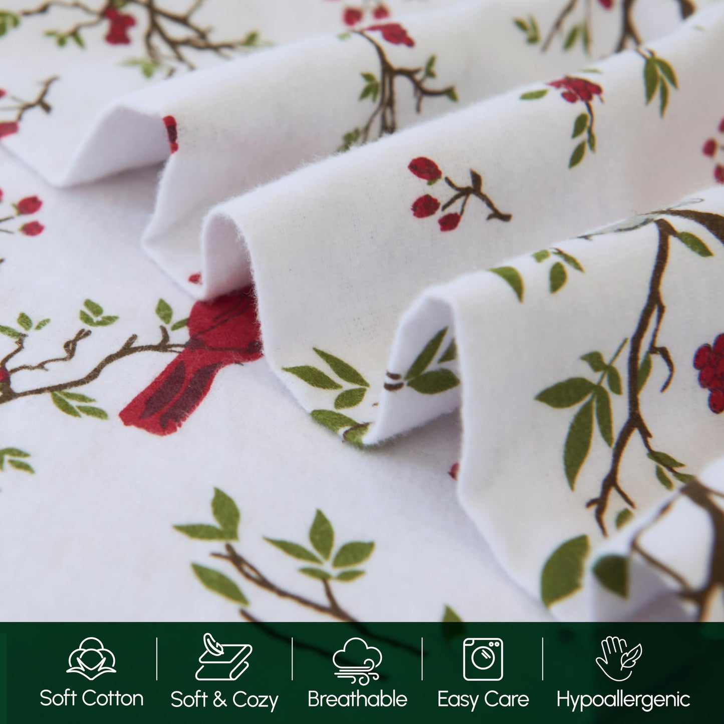 Elegant Comfort Ultra Soft 4-Piece 100% Turkish Cotton Flannel Sheet Set - Holiday Christmas Flannel Sheets, Warm and Cozy Premium Quality, Deep Pocket Fitted Sheet- King, Cardinal