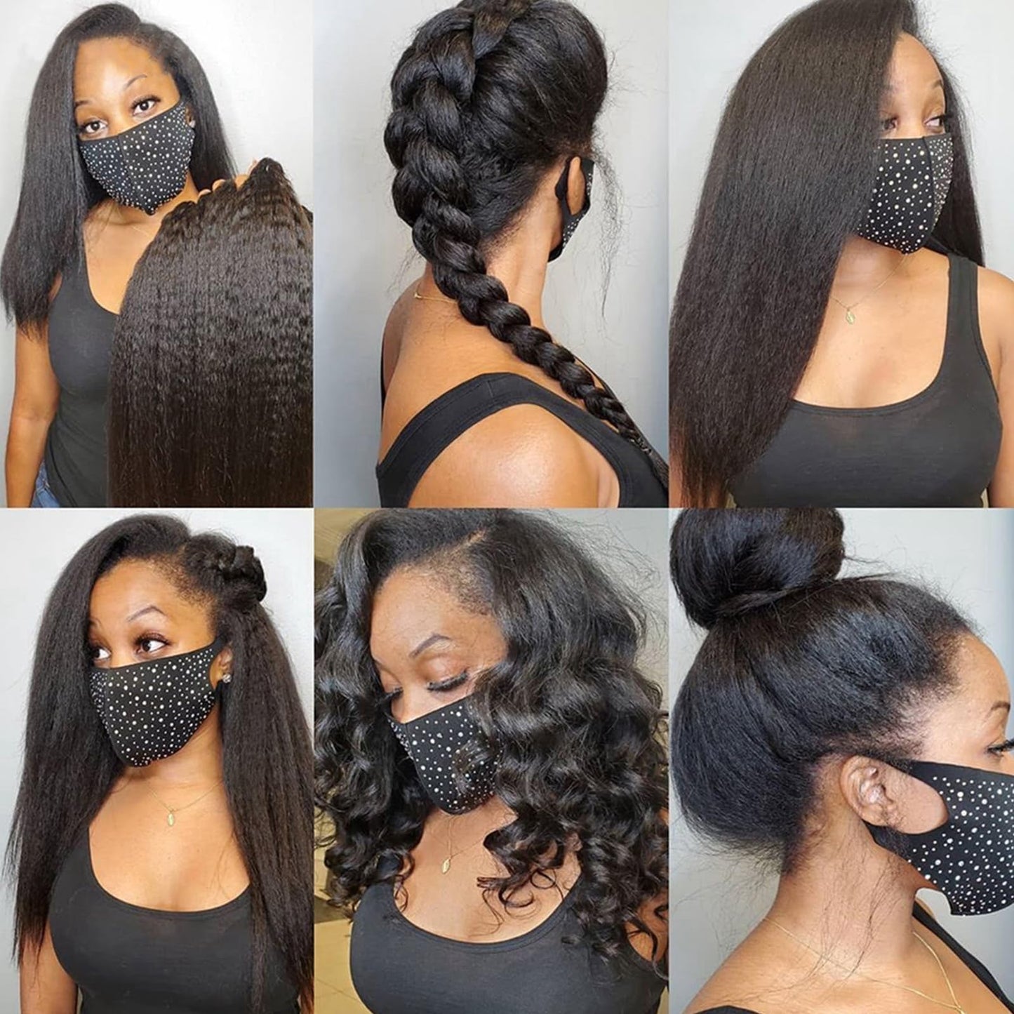 LINYINGYH 12a Kinky Straight Bundles Human Hair Yaki Straight Bundles Weave Remy Hair 12 14 16 inch Unprocessed Brazilian Virgin Human Hair 3 Bundles Extensions Natural Color