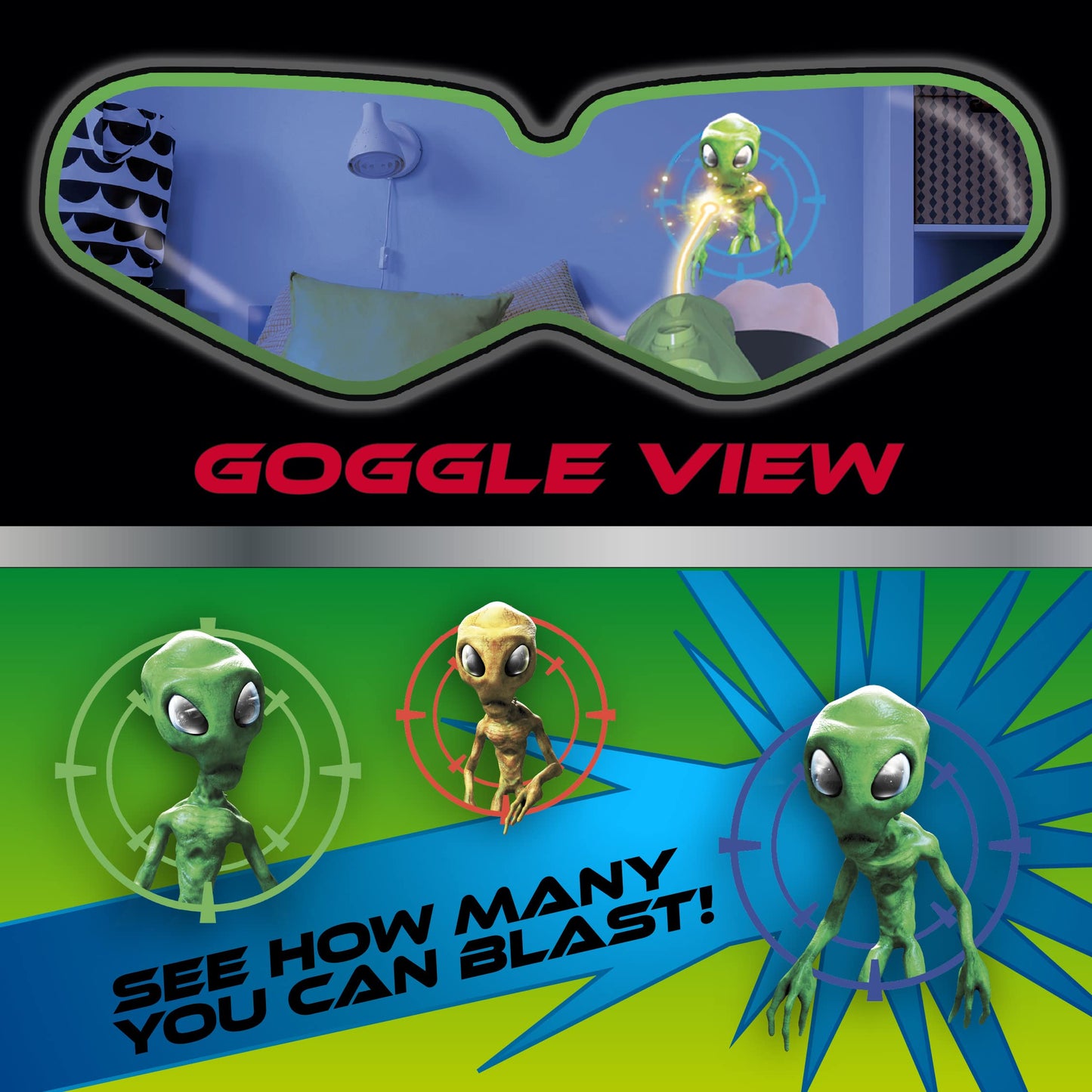 Fotorama Alien Vision Action Game New Version, Shoot Roaring Aliens, Wrist Blaster, Space Goggles, Indoor, Outdoor & Dark Play, Hand-Eye Coordination, Motor Skills, Fun Challenging Games for Kids