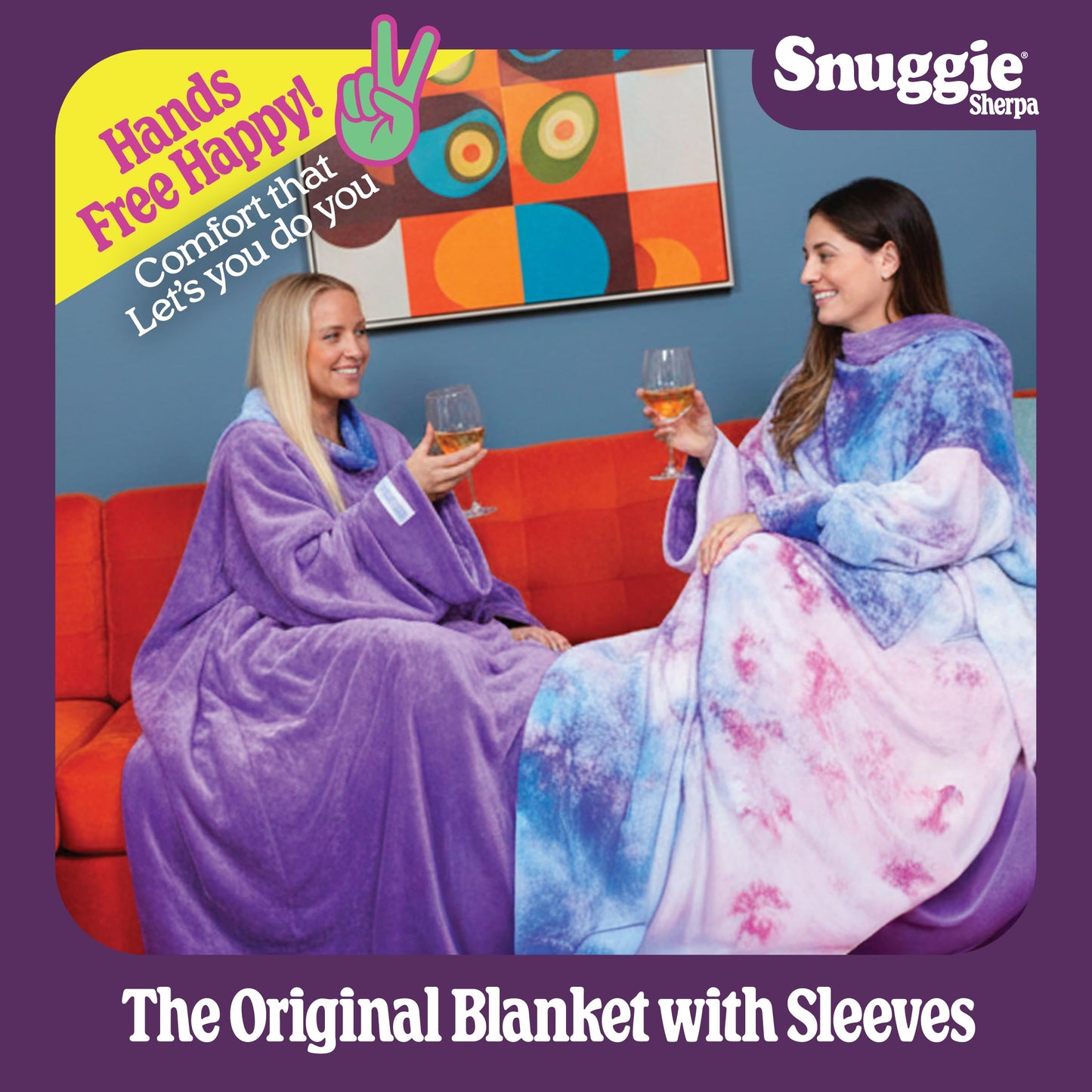 Snuggie The Original Wearable Blanket With Sleeves & Pockets | Reversible Throw for Adult Men & Women, Machine Washable, Gift for Holidays, As Seen on TV | One Size, Tie Dye/Purple, 71 x 54