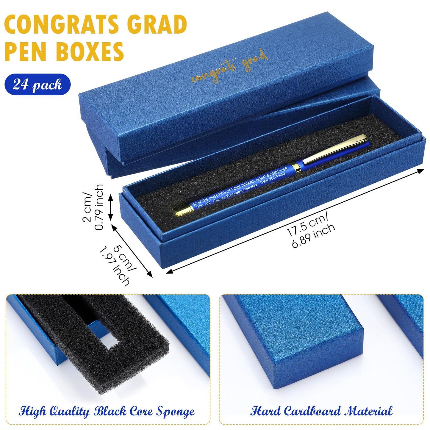 Chivertion 24 Set Class of 2026 Graduation Gifts Bulk Inspirational Congrats Grad Ballpoint Pen with Gift Boxes Engraved Motivational 2026 Graduation Gifts for Senior College Students(Blue)