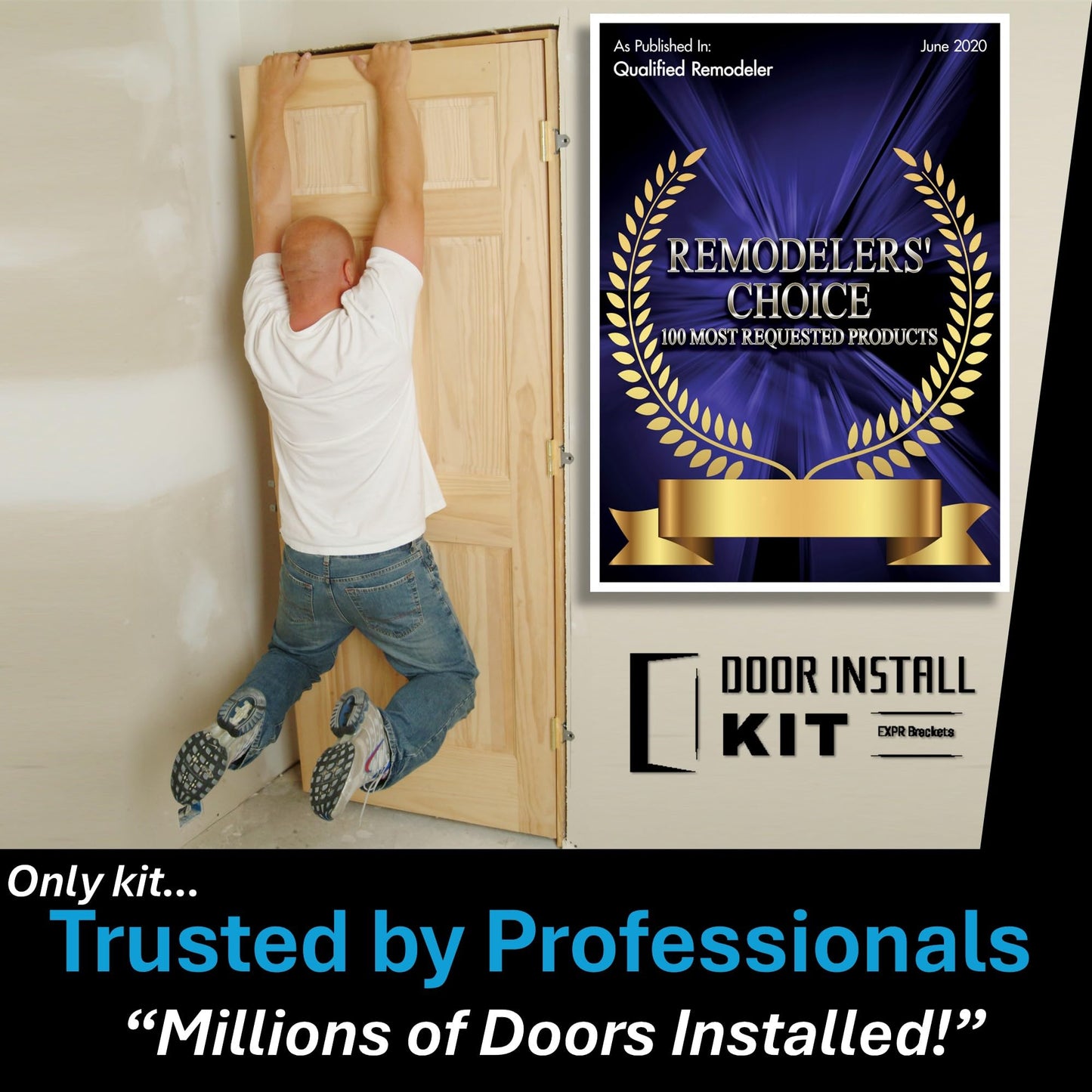 EXPR® Premium Door Install Kit - Max Strength (Secures Both Sides) | Official Door Stud® Bracket