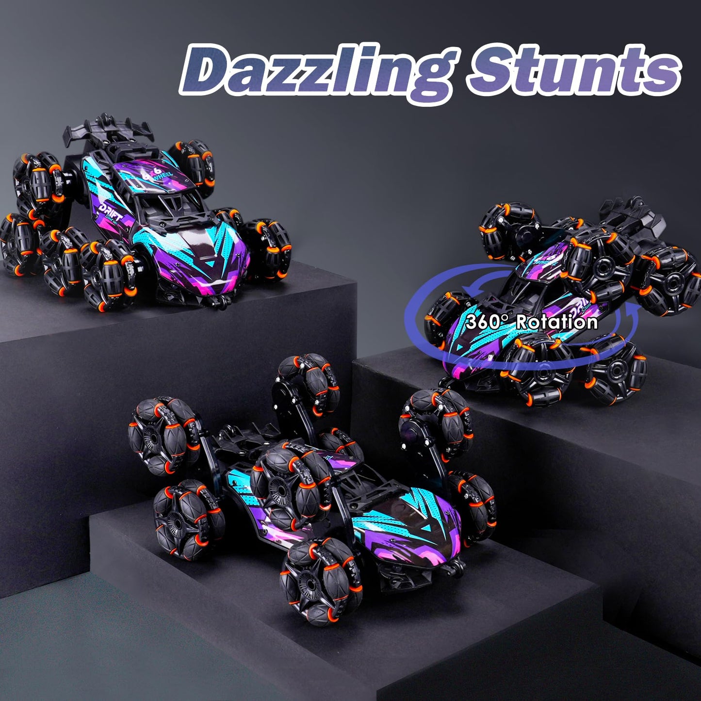 NEXBOX Cool 8 Wheels Hand Controlled RC Stunt Car Toys, Xmas Gifts and Birthday Presents for Kids, Gesture Sensing Remote Control Cars for Boys Age 6 7 8-10 11 12 Year Old