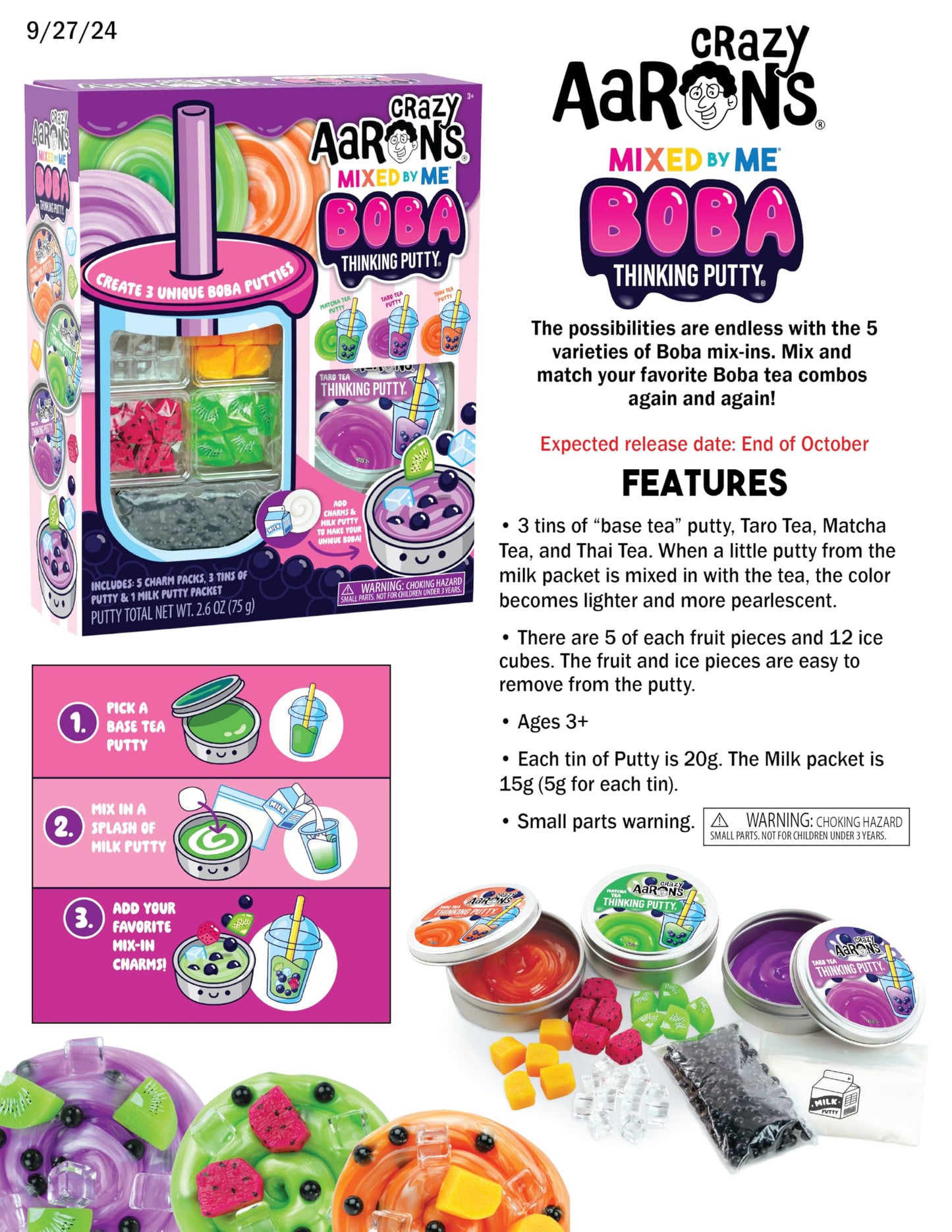 Crazy Aaron's Mixed by Me Boba Thinking Putty Kit - Made in USA