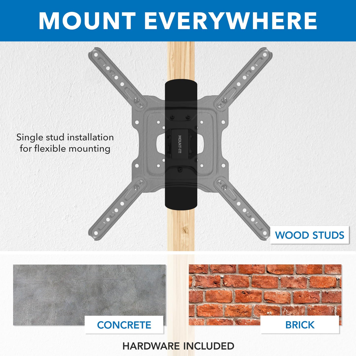 Mount-It! UL Certified Full Motion TV Wall Mount for Most 32-55 Inch Flat Screen TVs, Articulating TV Bracket Max VESA 400x400, Holds up to 308 lbs, Swivel and Tilt Bracket for 32, 42, 55 inch