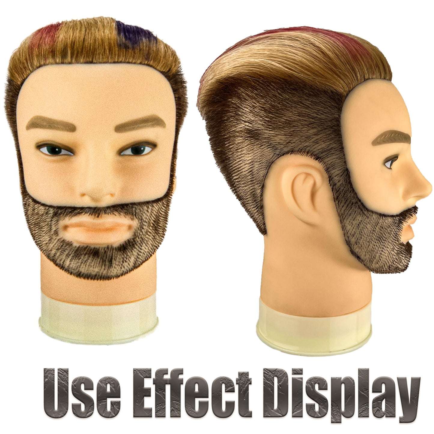 Male Mannequin Head with Beard 100% Real Human Hair Haircut Training Head for Cosmetology Straight Thick Hair Manikin Head Doll Head with Stand Practice Cutting Styling,Barber Shop,Cosmetology School