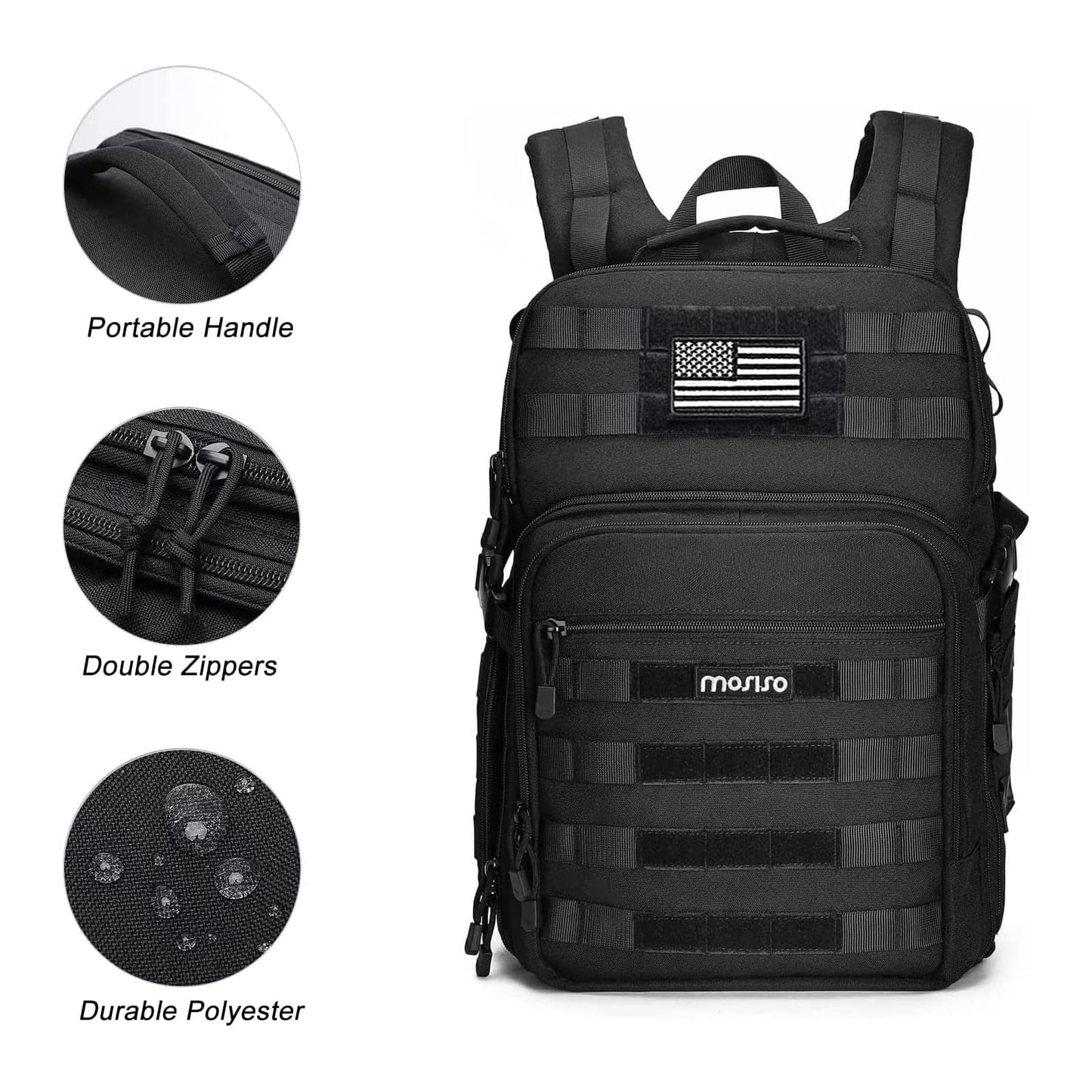 MOSISO Camera Backpack, DSLR/SLR/Mirrorless Tactical Camera Bag Case with Laptop Compartment Compatible with Canon/Nikon/Sony, Black