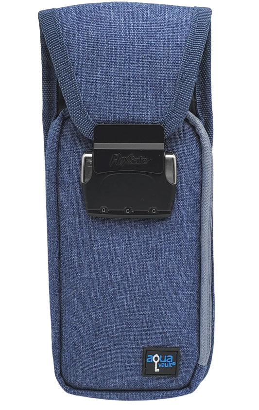 AquaVault Portable Travel Safe – Classic Anti-Theft, Nylon Cut-Resistant Lockbox for Beach, Pool, Hotel, and Outdoors (Blue, Mini)