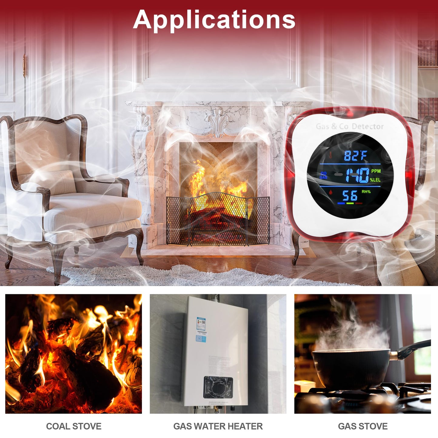 2 Packs Plug in Gas & Carbon Monoxide Detectors, 4-in-1 Natural Gas Leak Detector,Carbon Monoxide Alarm,4 Sensor °F&Humidity,CO & Propane Detector for Home,RV