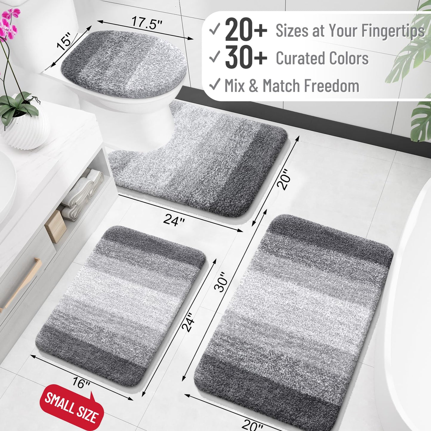 OLANLY Large Bathroom Rugs Mat 40x32, Extra Soft Absorbent Microfiber Bath Rugs, Rubber Backing, Quick Dry, Machine Washable Bath Mats for Bathroom Floor, Tub and Shower, Home Decor Accessories, Grey