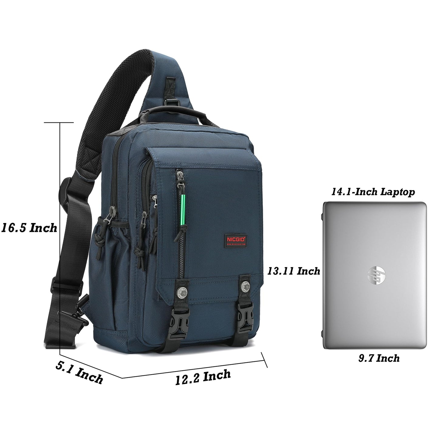 NICGID Sling Bags Chest Shoulder Backpacks, 14.1'' Laptop Backpack Crossbody Messenger Bag Travel Outdoor Men Women