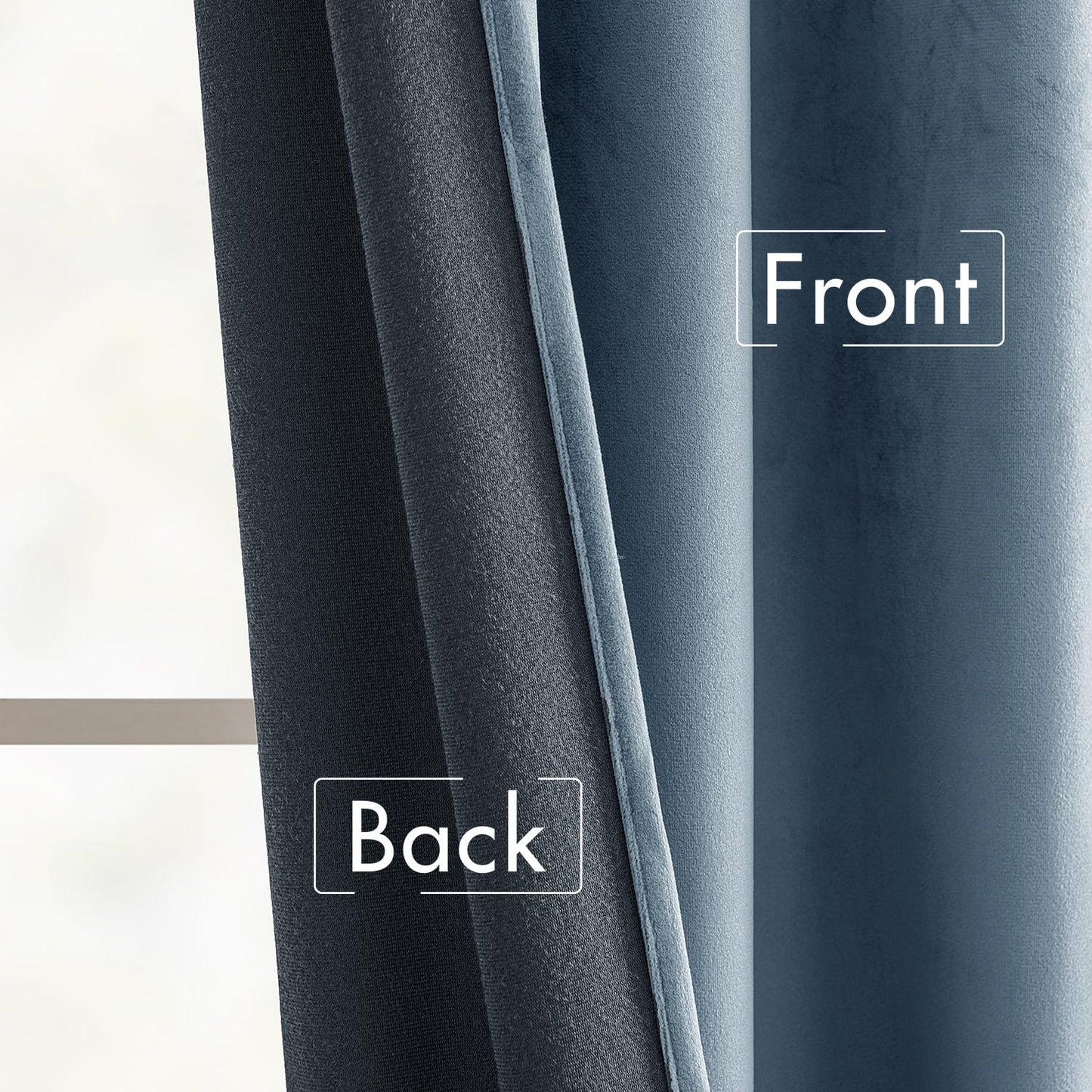 MIULEE Velvet Curtains 84 inches - Luxury Blackout Curtains for Bedroom Living Room Super Soft Light Blue Thermal Insulated Dusty Blue Window Drapes Back Tab, Stone Blue, W52 x L84 inches, 2 Panels
