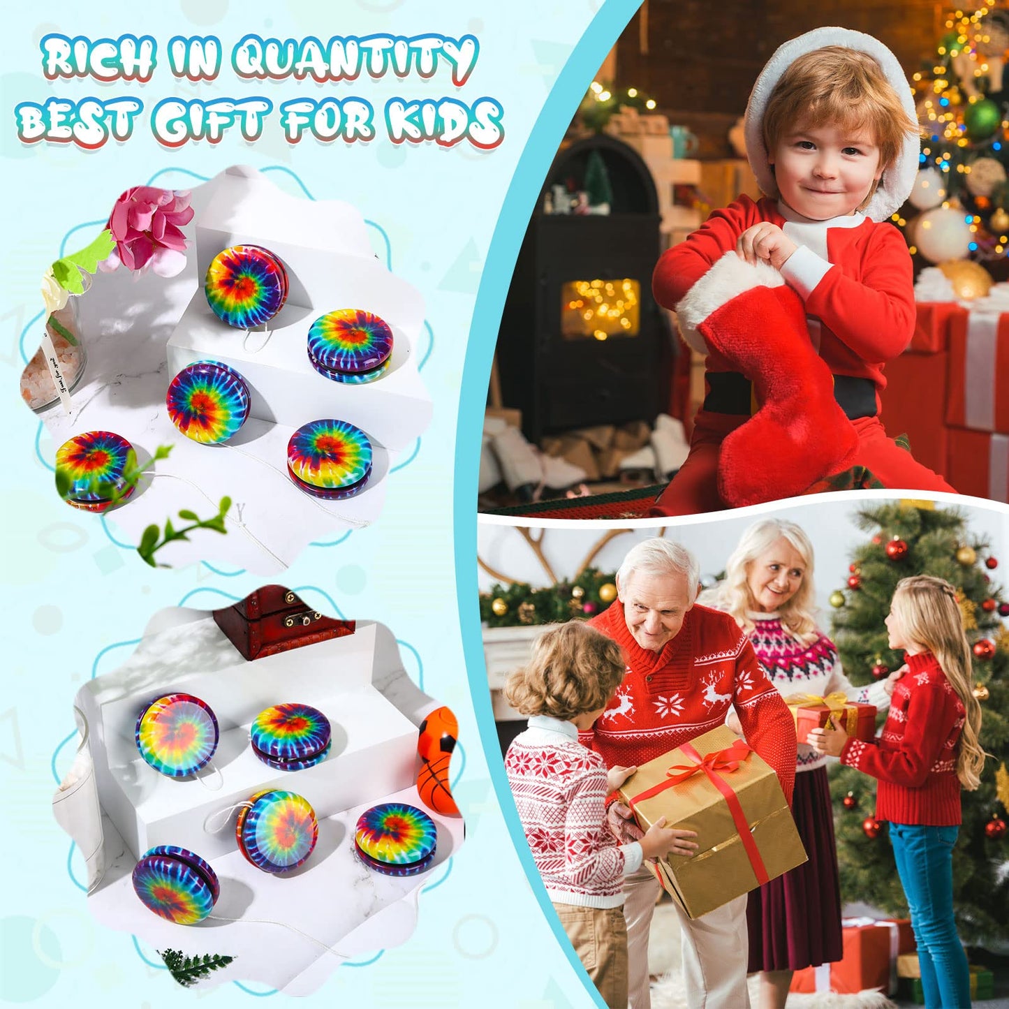 Lenwen Yoyos for Kids, Beginners Metal Yo Yo Toys with Colorful Designs Adults Teens Birthday Party Favors, Holiday Stocking Fillers, Classroom Prizes(50 Pcs, Rainbow)