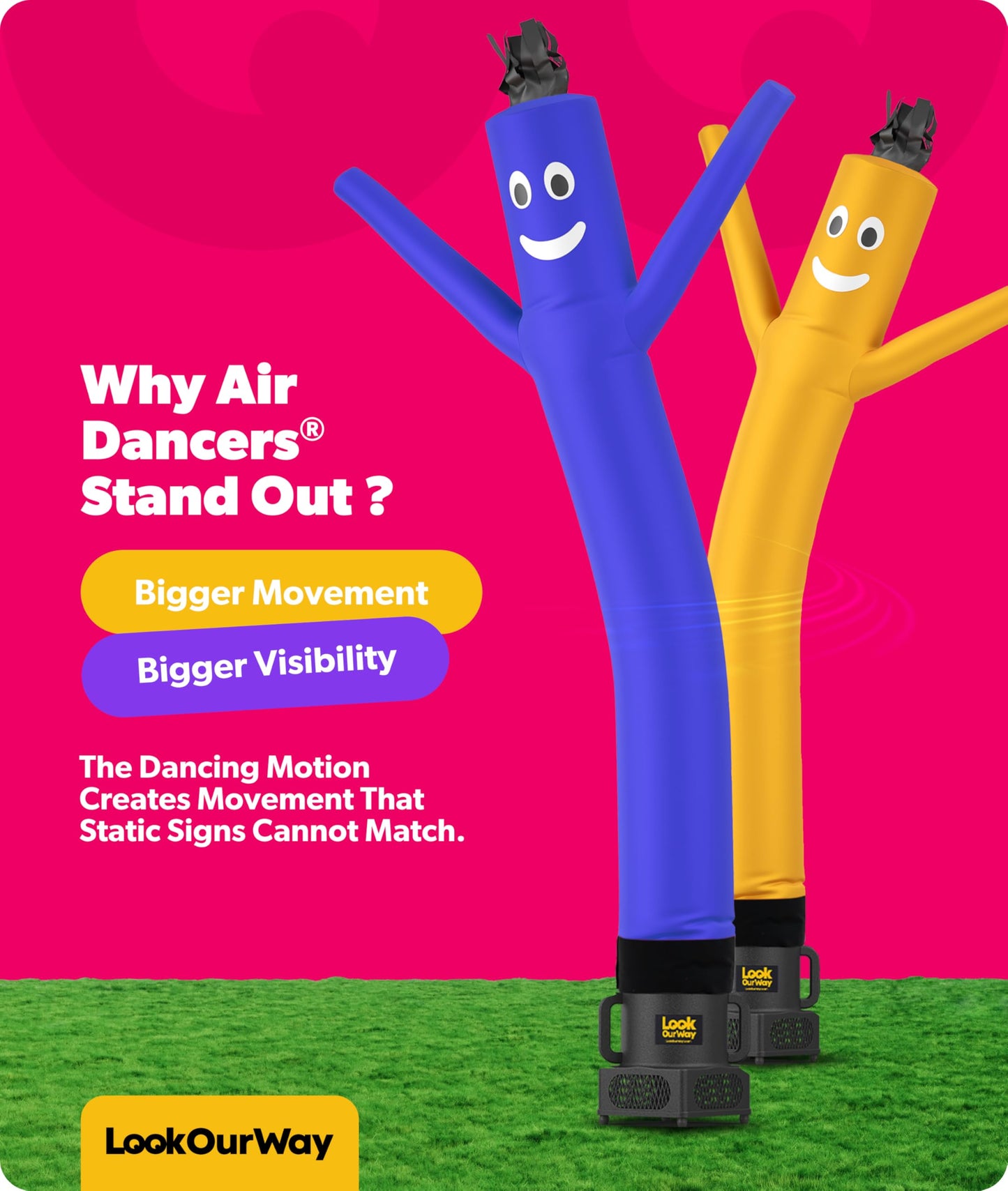 LookOurWay Air Dancers Wacky Waving Inflatable Tube Man Attachment - 7 Feet Tall Advertising Air Dancer Waving Man Inflatable Tube Guy - Blower Not Included - Blue