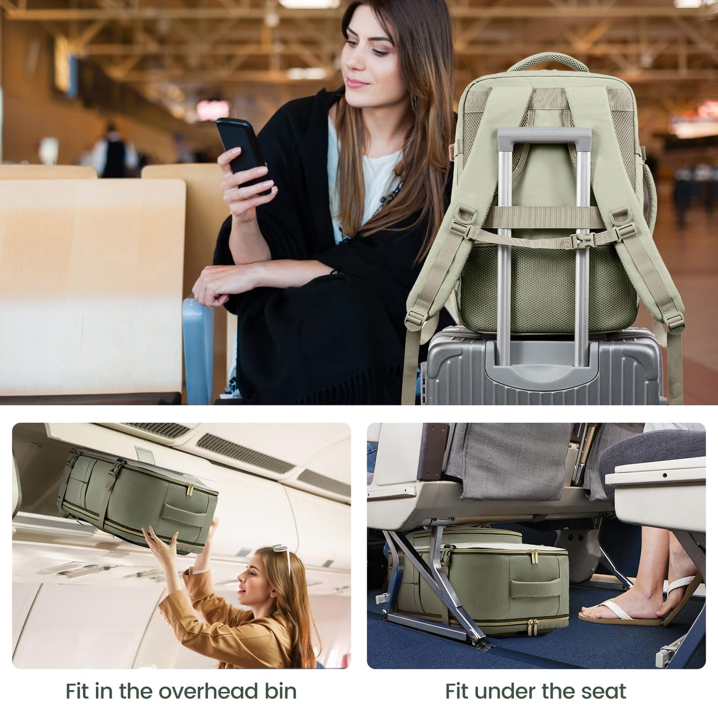 LOVEVOOK Travel Backpack For Women,40L Carry On Backpack Flight Approved,TSA Personal Item Travel Bag Fits 17 Inch Laptop,Business Weekender Overnight Daypack with Back Pad and Chest Buckle,Cubes
