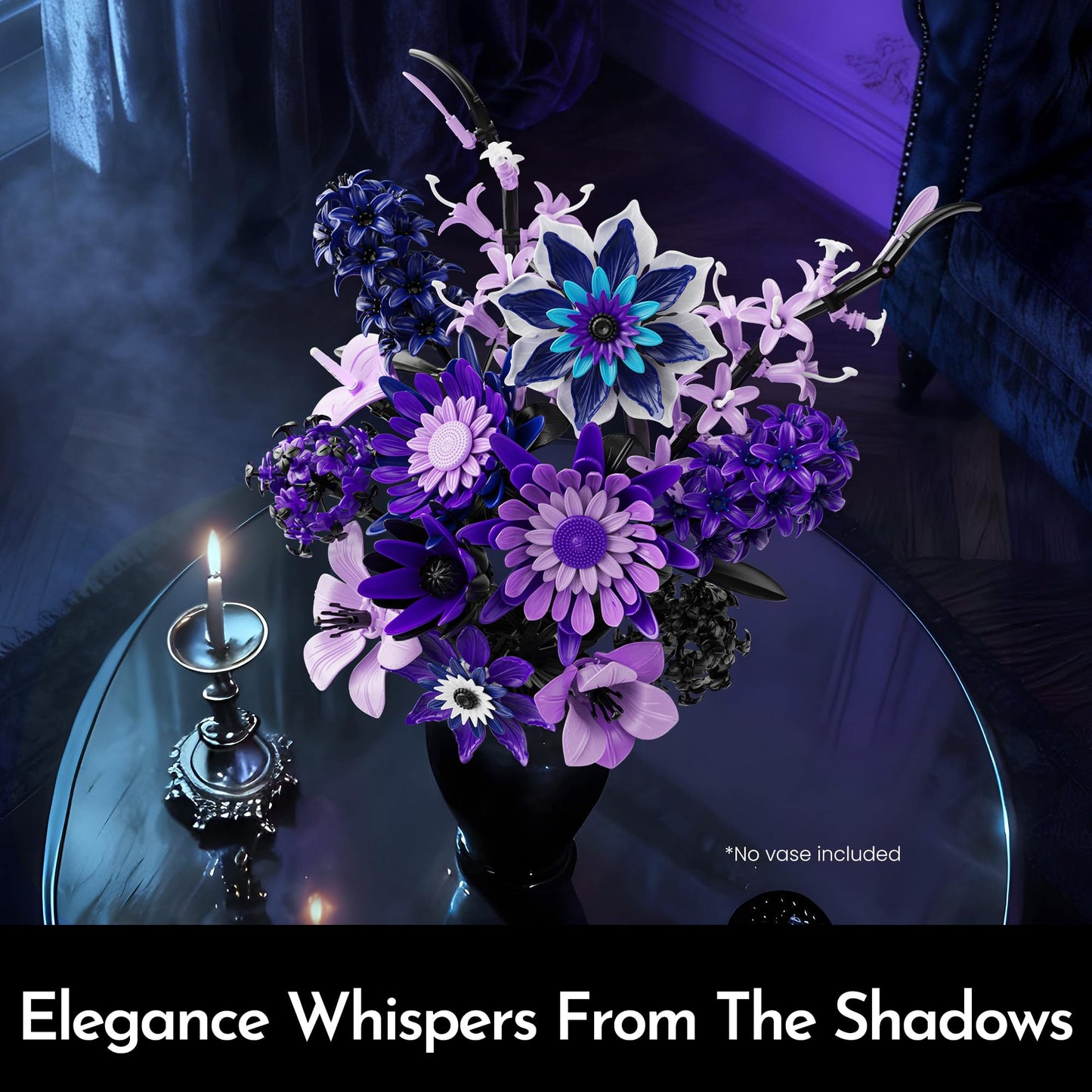 SOOLIO Dahlia Flower Bouquet Building Set for Adults,Gift for Mom Women Girlfriend Wife Gothic Botanical Collection - Buildable Purple Artificial Floral for Home or Office Decor (609 PCS)
