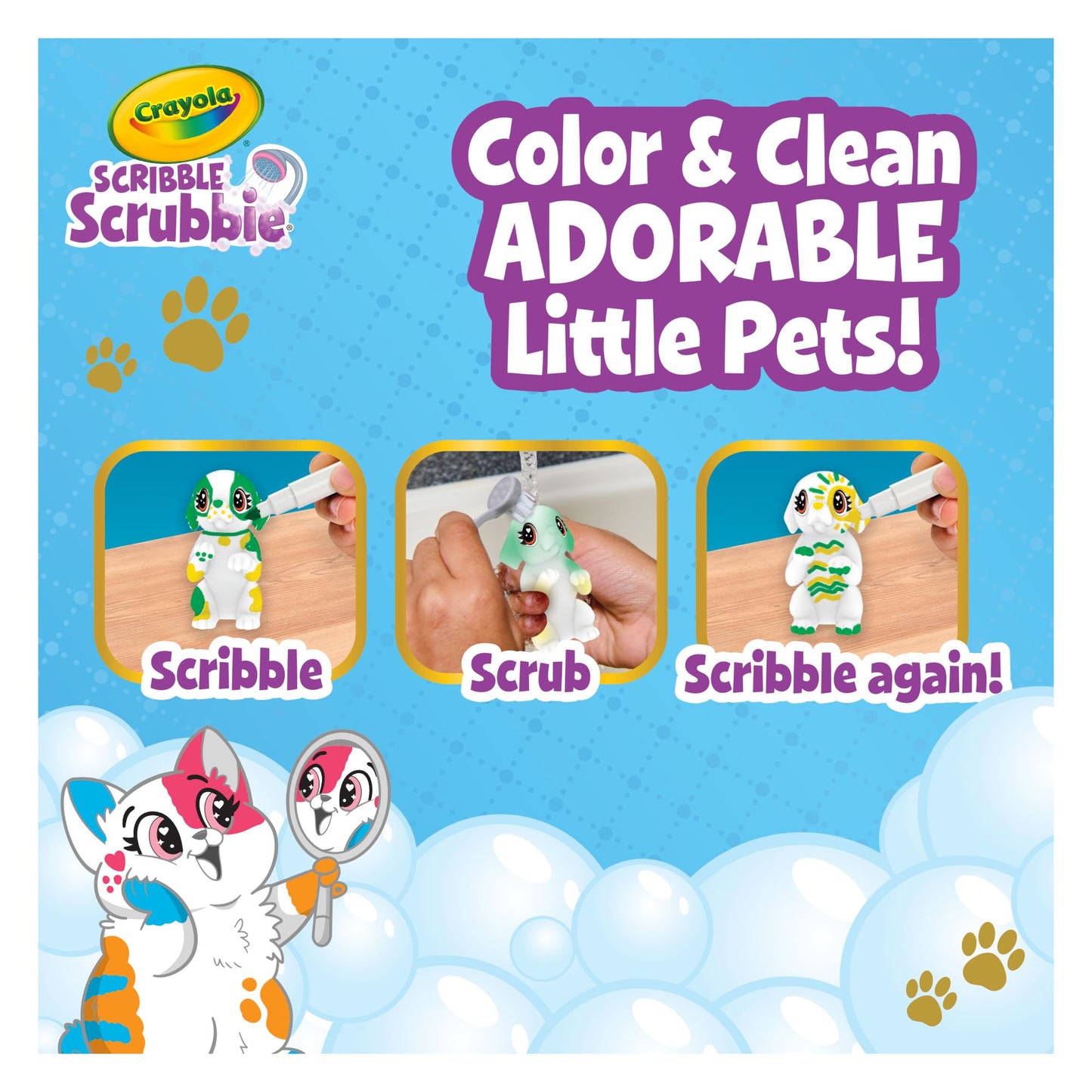Crayola Scribble Scrubbie Pets Friendship Collection, 18 Pets and 10 Markers, with Display House, Arts and Crafts, Mystery Toys and Gifts for Kids, Ages 3+