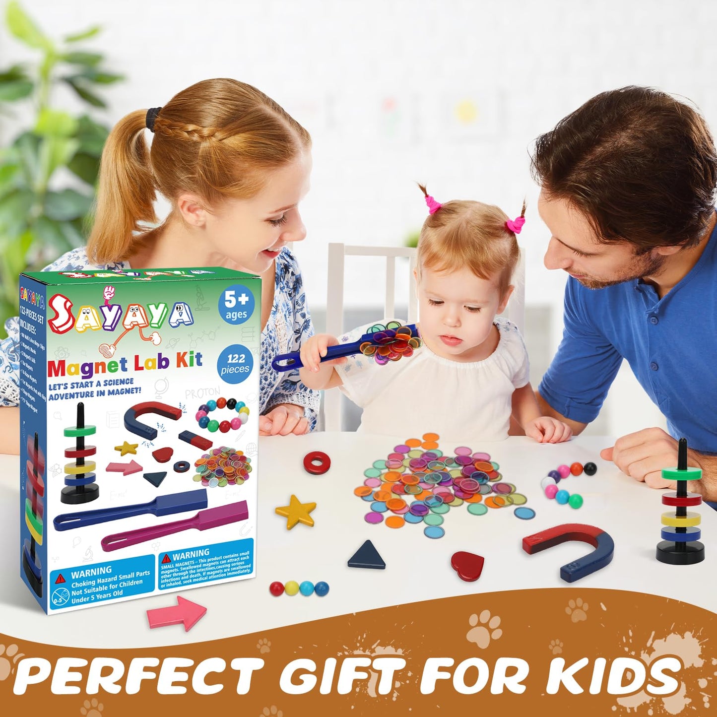 122 Pieces Magnetic Science Kit for Kids, Magnetic Balls, Bingo Wands with Chips, Magnetic Toys for Kids Childhood Back to School Supplies Activities