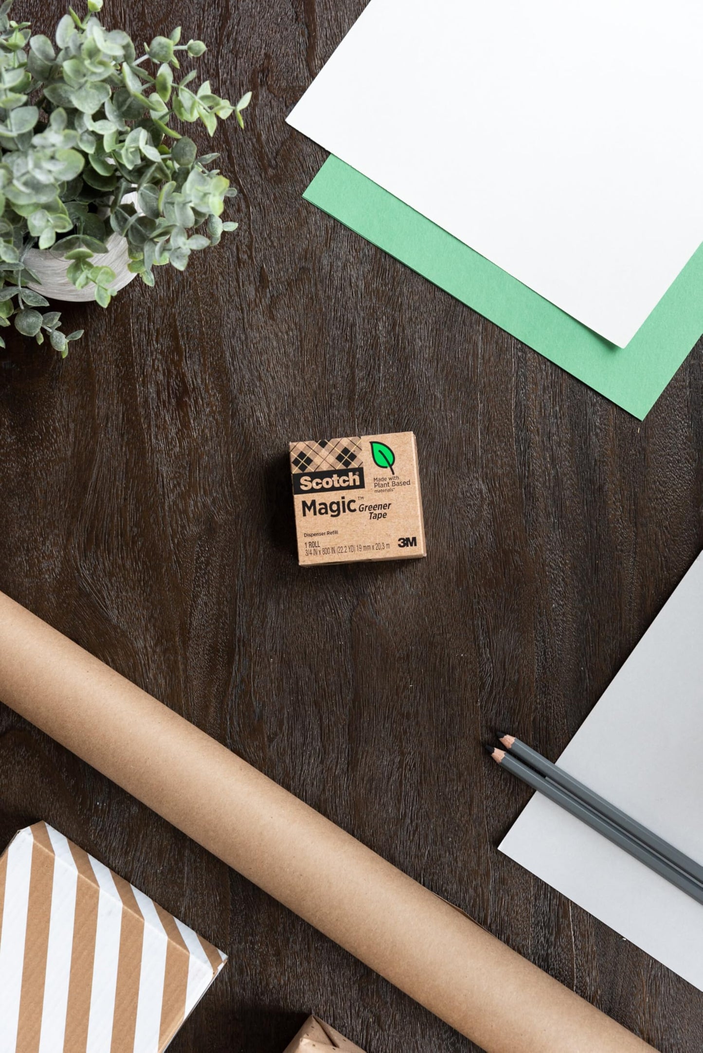 Scotch Magic Greener Tape, Invisible Tape for Fixing Paper, Office Supplies and Back to School Supplies, 0.75 in .x 900 in., 24 Rolls