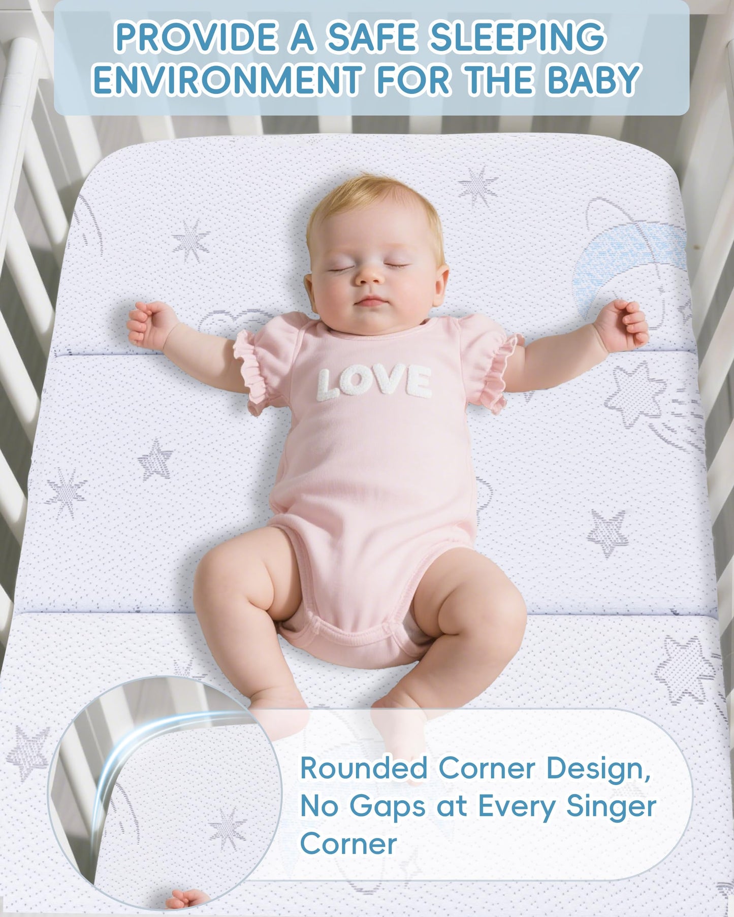 VRSHOAT Trifold Pack and Play Mattress 38"x26", Double-Layer Pack N Play Mattresses for Baby Toddler with Waterproof Washable Breathable Cover, Portable Mini Crib Mattress for Playpen