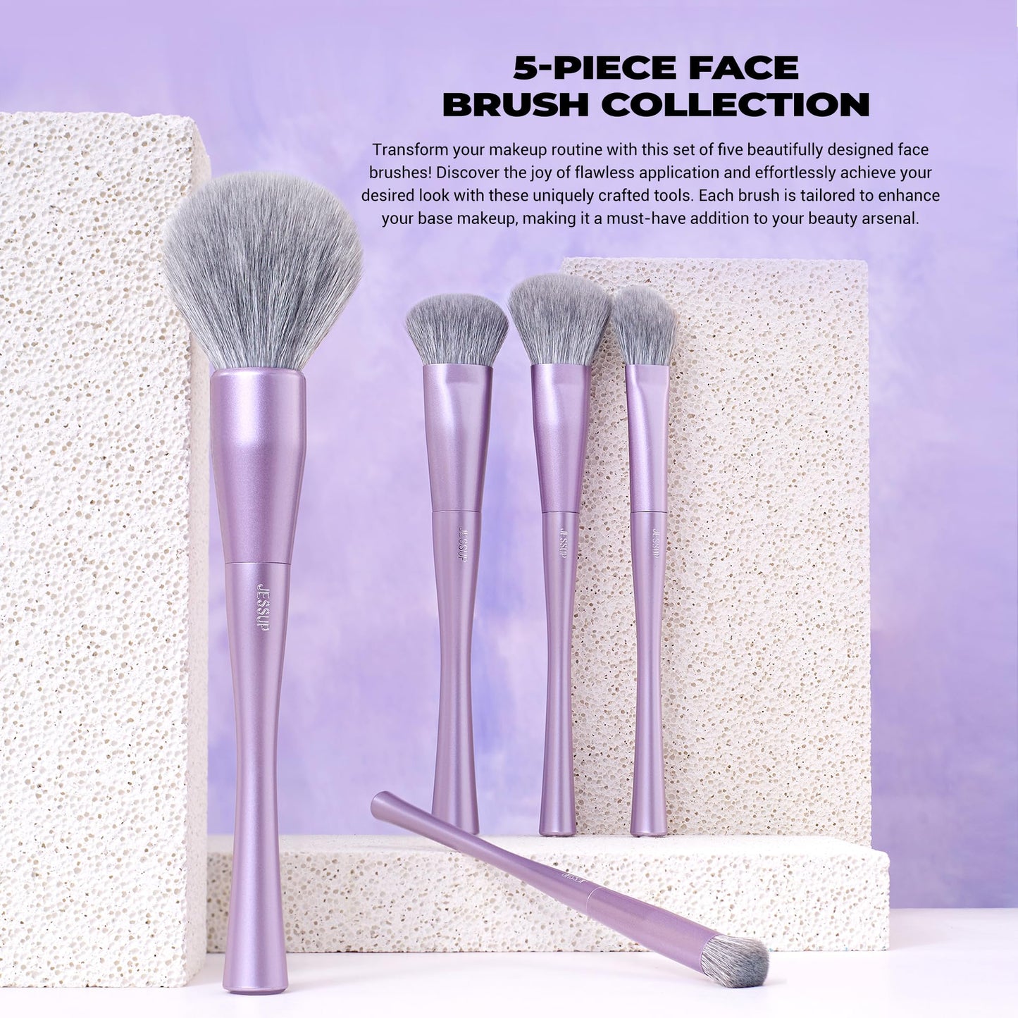 Jessup Makeup Brushes Set Professional 14pcs Vegan Make Up Brushes, Foundation Eyeshadow Concealer Contour Powder Blush Blending Eyeliner Brush, Premium Synthetic Fiber, Luxury Purple T512