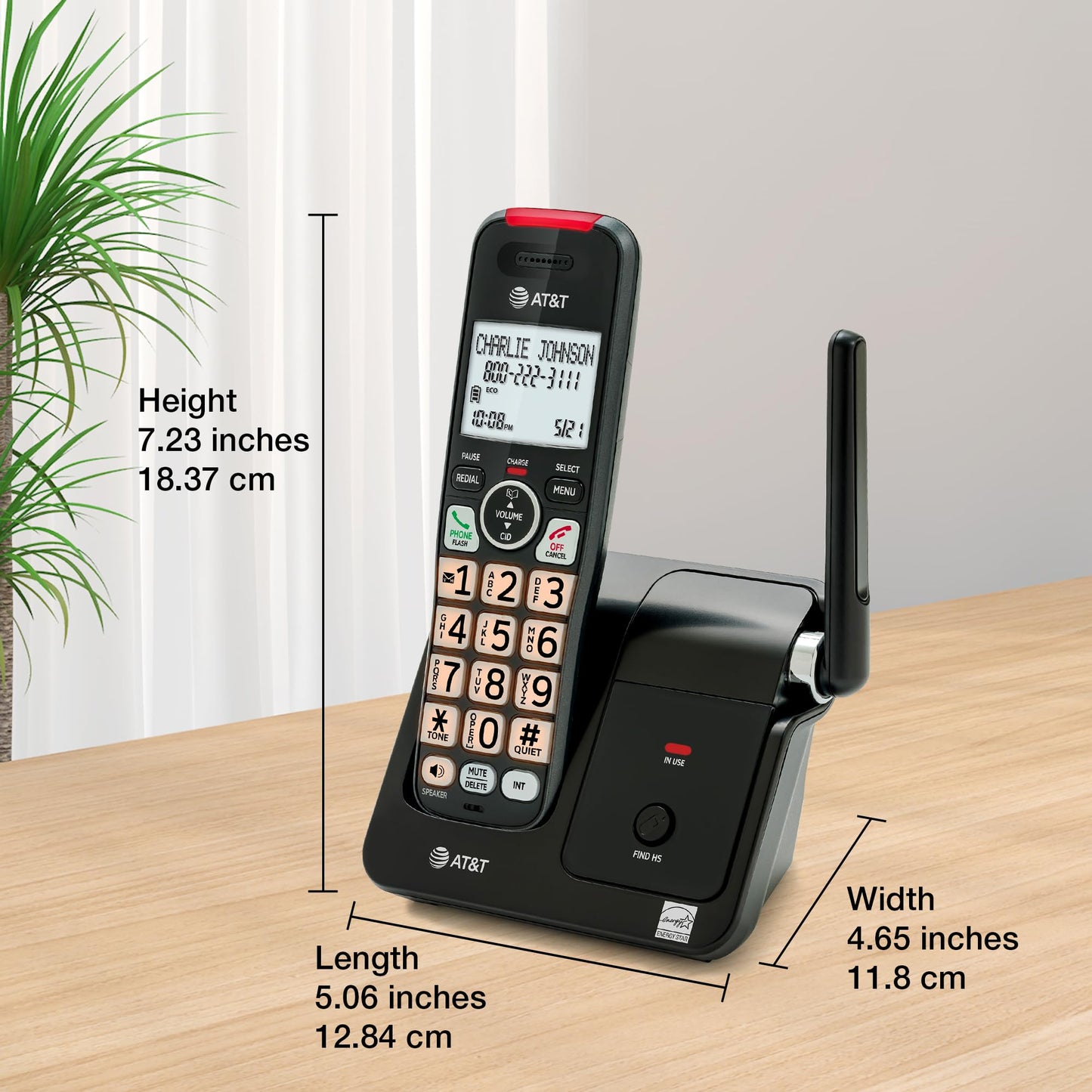 AT&T EL2131-21 2-Handset DECT 6.0 Cordless Phone with Call Blocker (50 Numbers), Caller ID, Speakerphone, Backlit Display & Keypad - Black