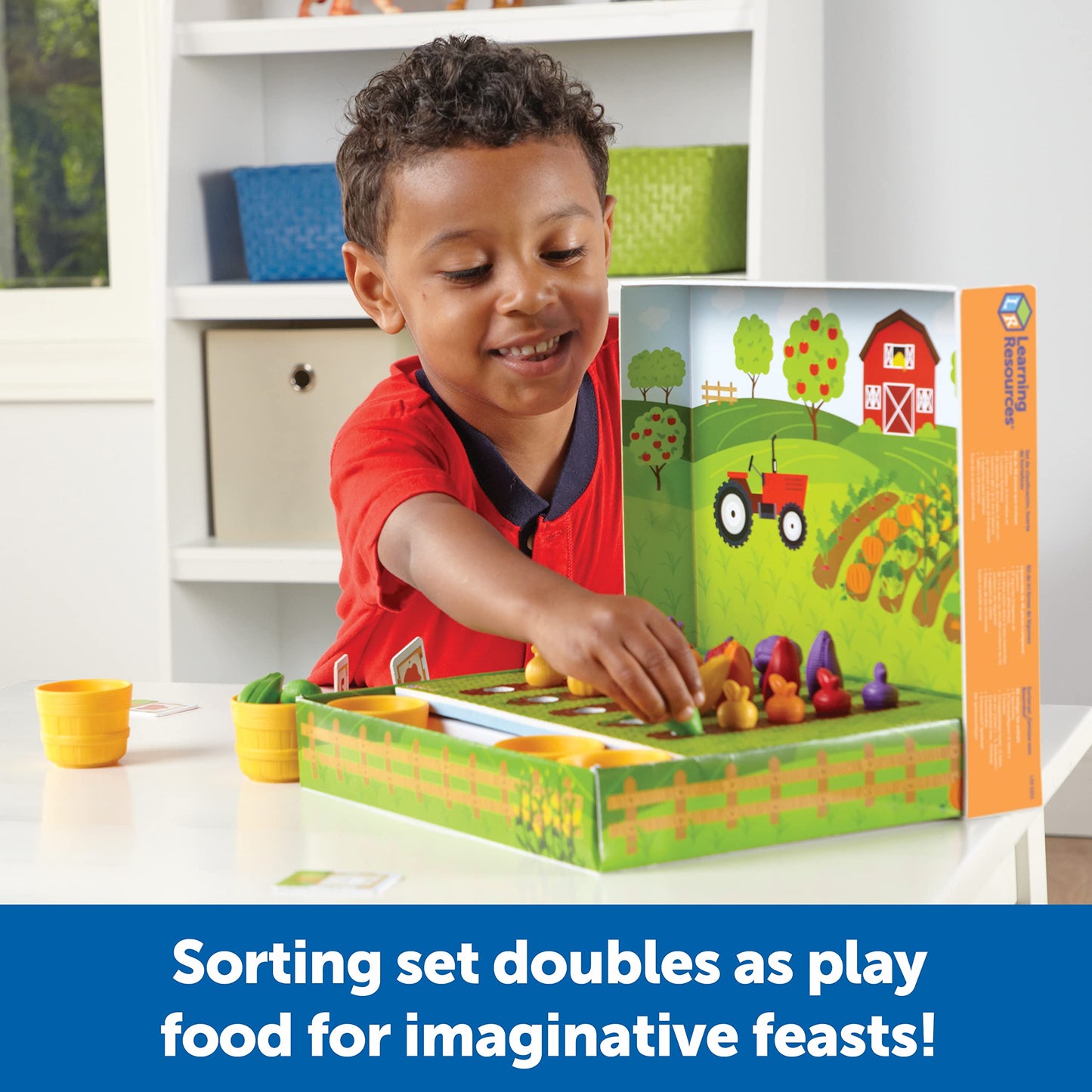 Learning Resources Veggie Farm Sorting Set - 46 Pieces, Ages 3+ Toddler Learning Games, Educational Games for Kids
