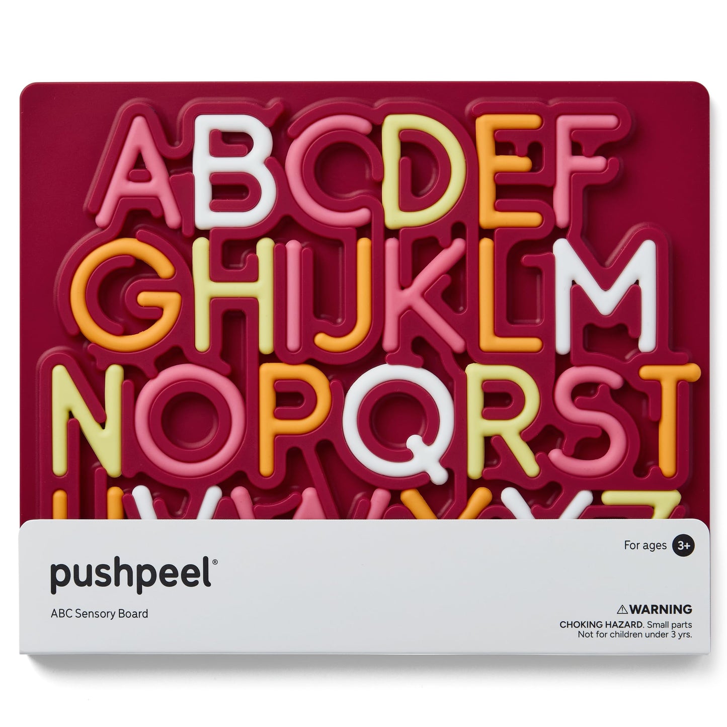 Pushpeel Sensory Learning Activity Board – Silent Silicone Tracing Puzzle Toy for Preschoolers – Uppercase Alphabet – Berry